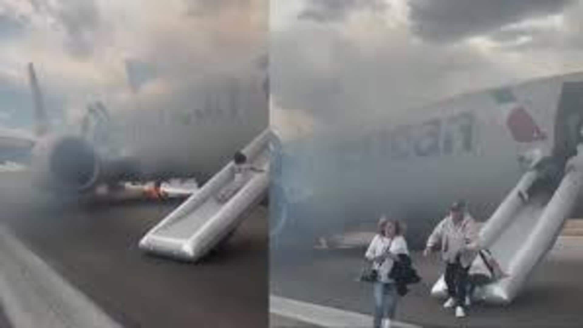 Watch: Fire on runway during takeoff from Denver airport