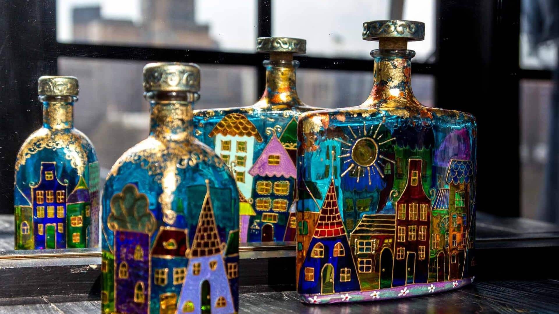 Use glass bottles to revamp those boring shelves