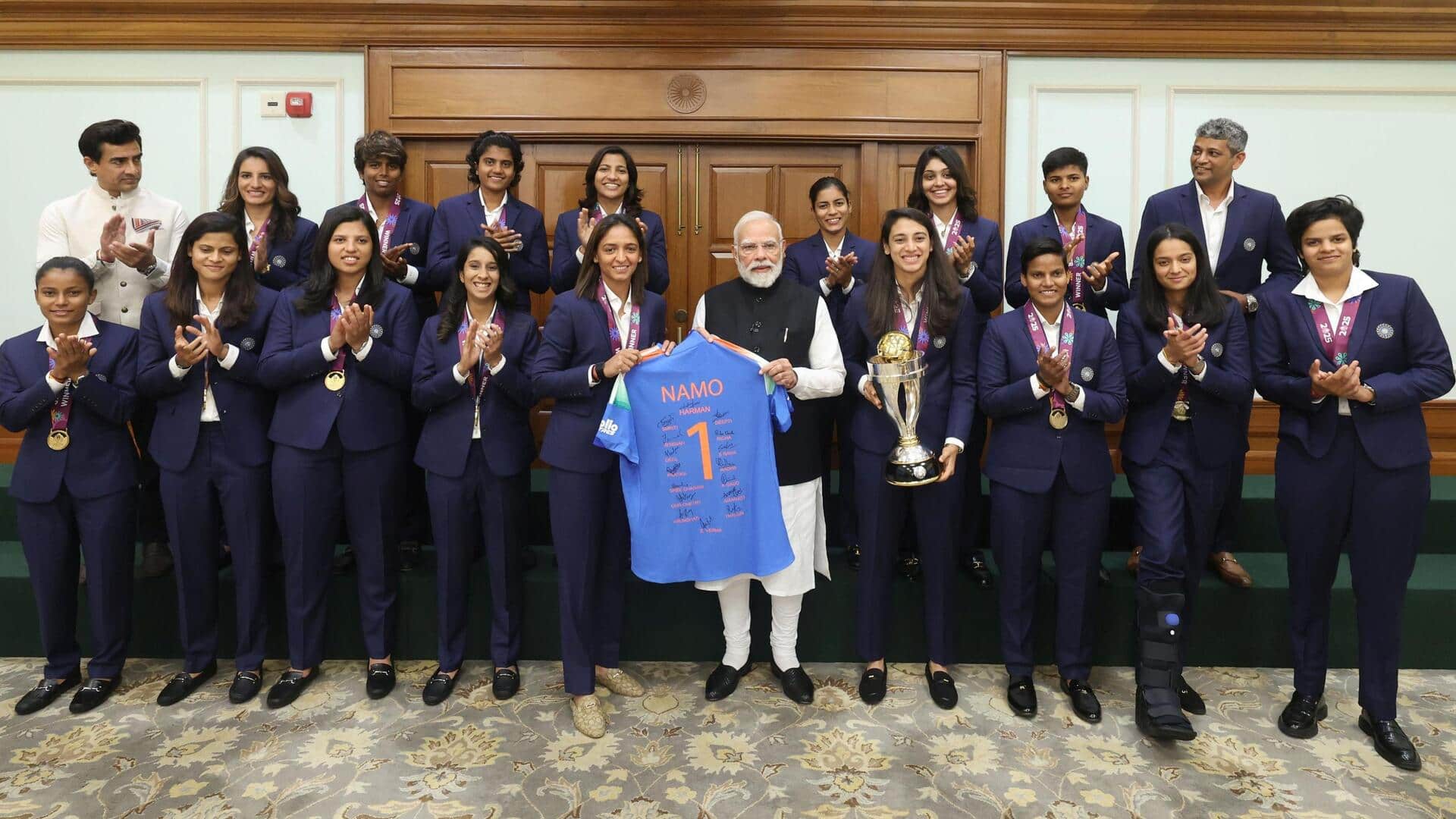 Namo 1: PM Modi gifts Women's WC winners special jersey