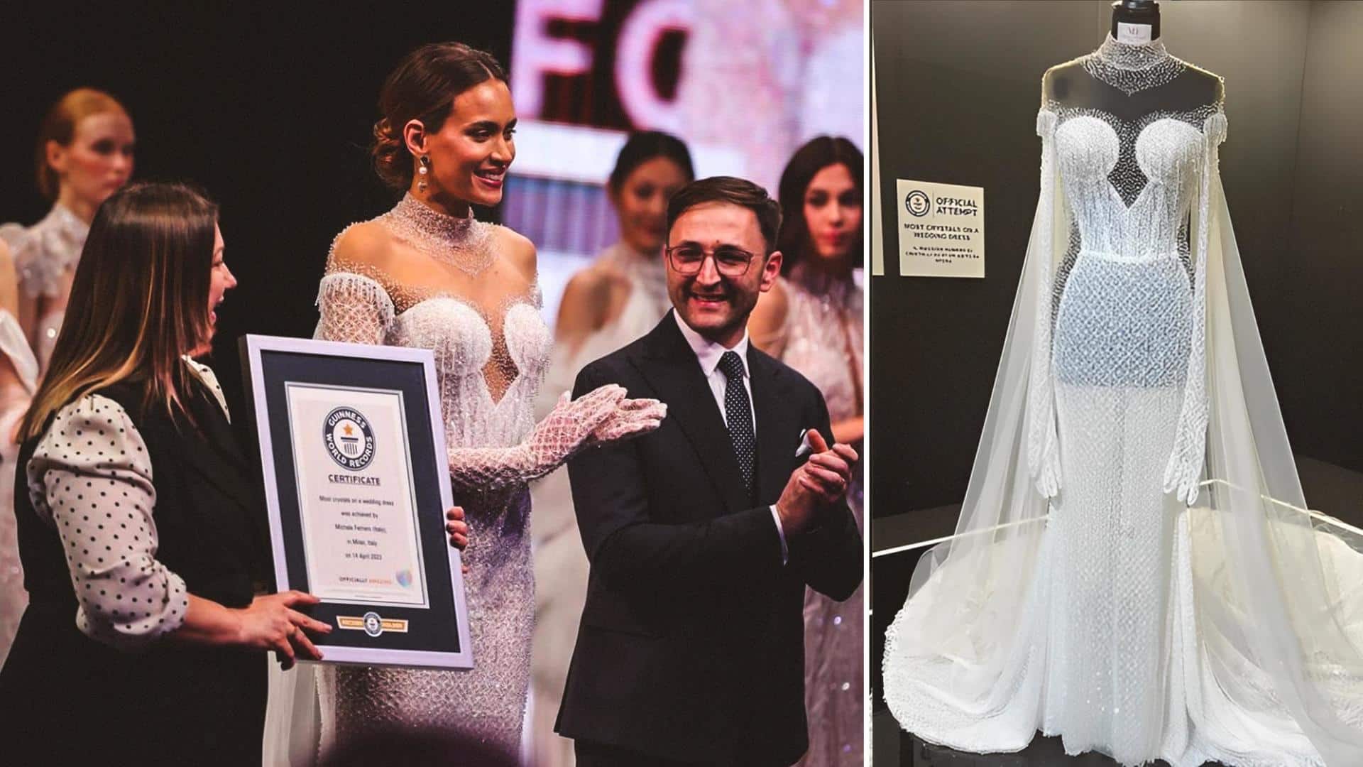 Bridal dress with 50,000+ crystals sets new Guinness World Record 