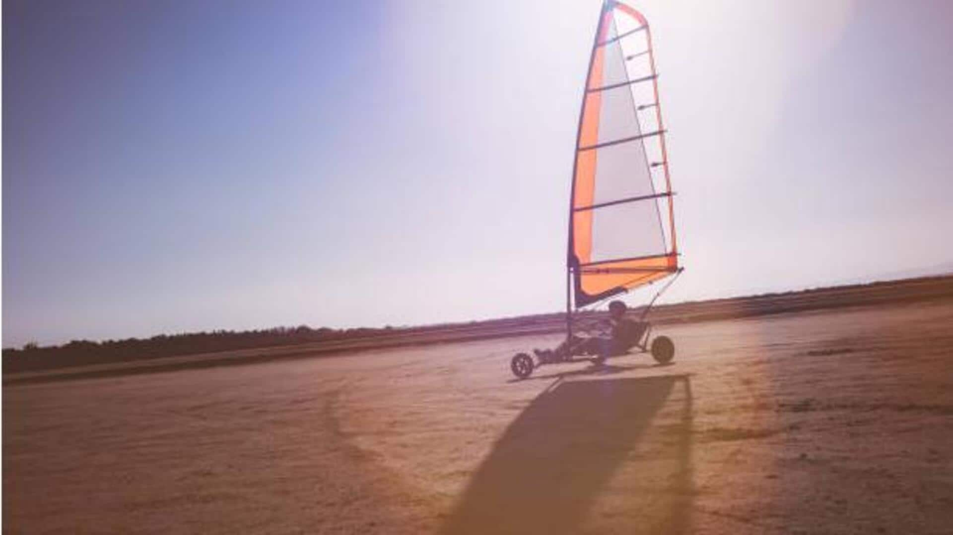 Land sailing across desert playas: Wind-powered voyages