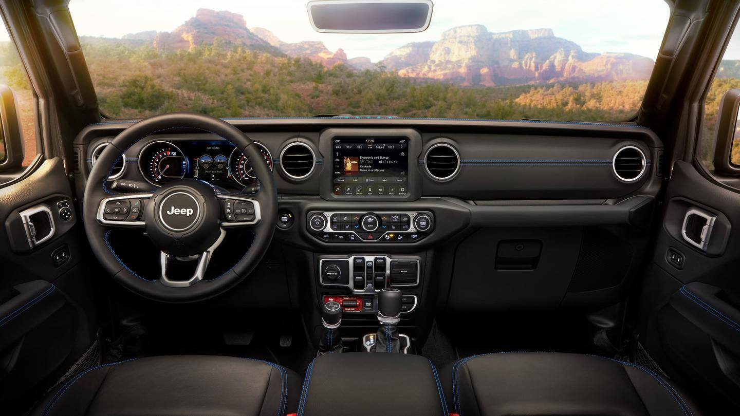 The Wrangler packs an 8.4-inch touchscreen console The Wrangler packs an 8.4-inch touchscreen console