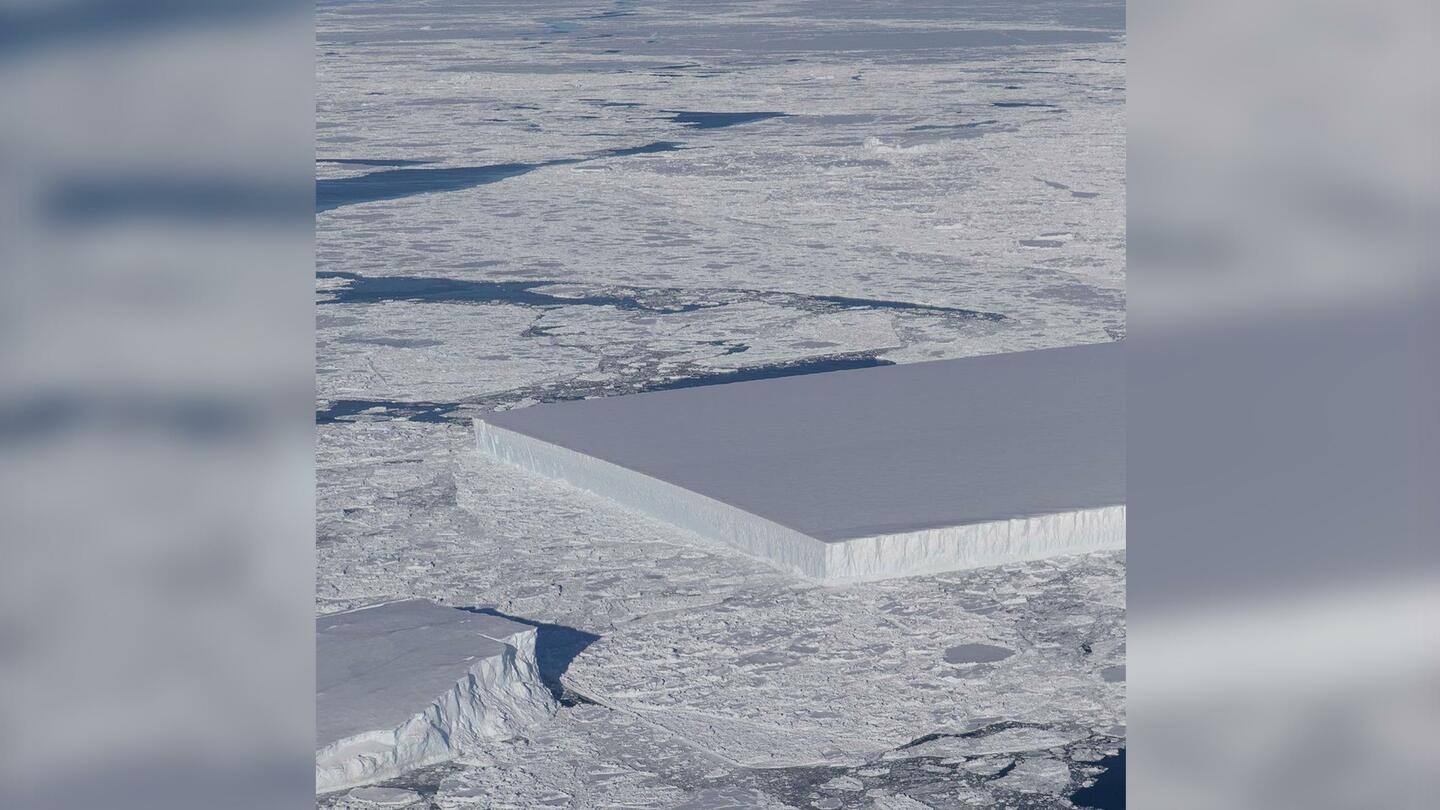 NASA shares photograph of a peculiar rectangular iceberg in Antarctica
