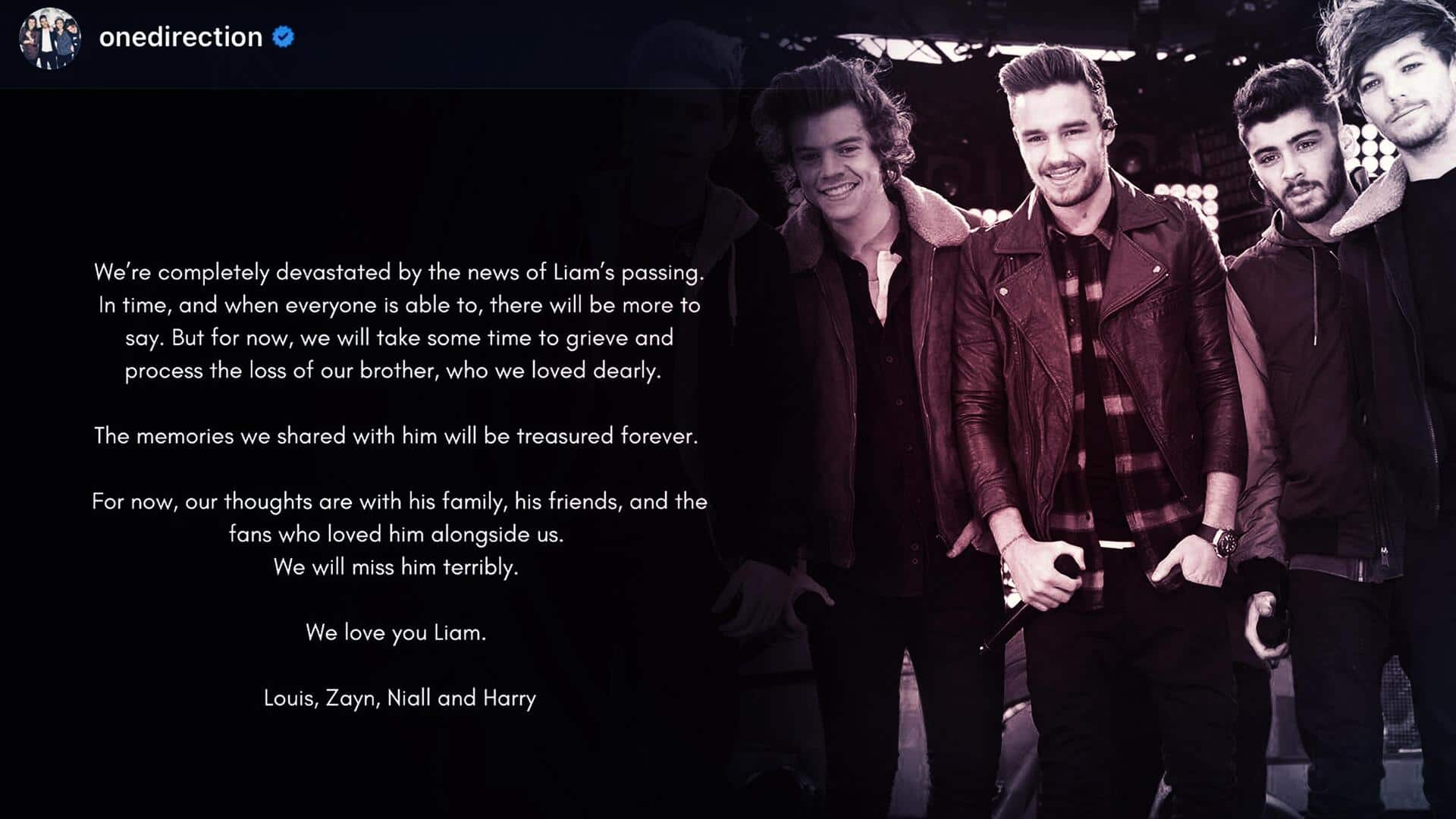 One Direction mourns 'brother' Liam Payne's tragic death