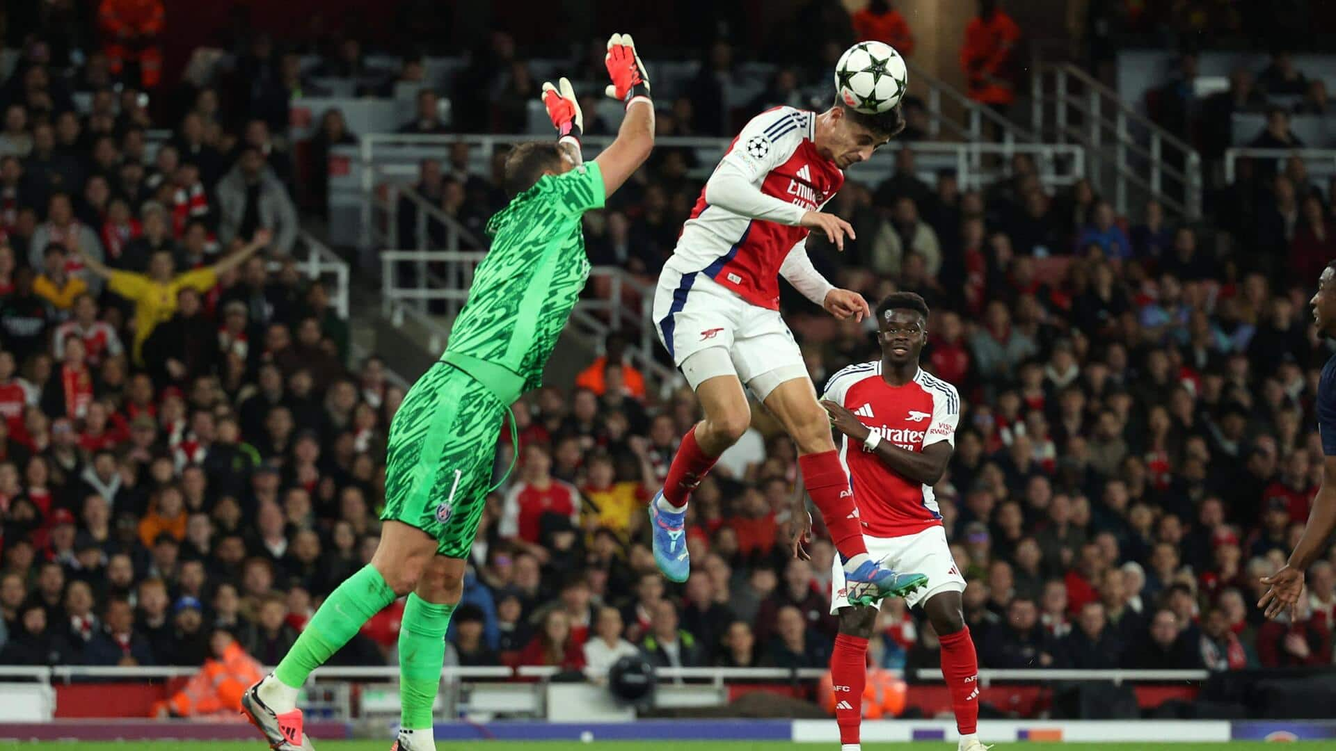 Arsenal blank Paris Saint-Germain 2-0 in Champions League: Key stats