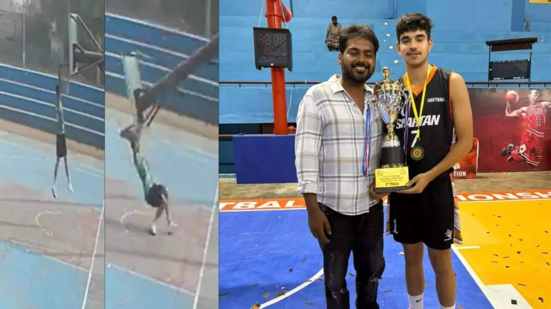 On camera: Basketball player dies as pole drops on chest 