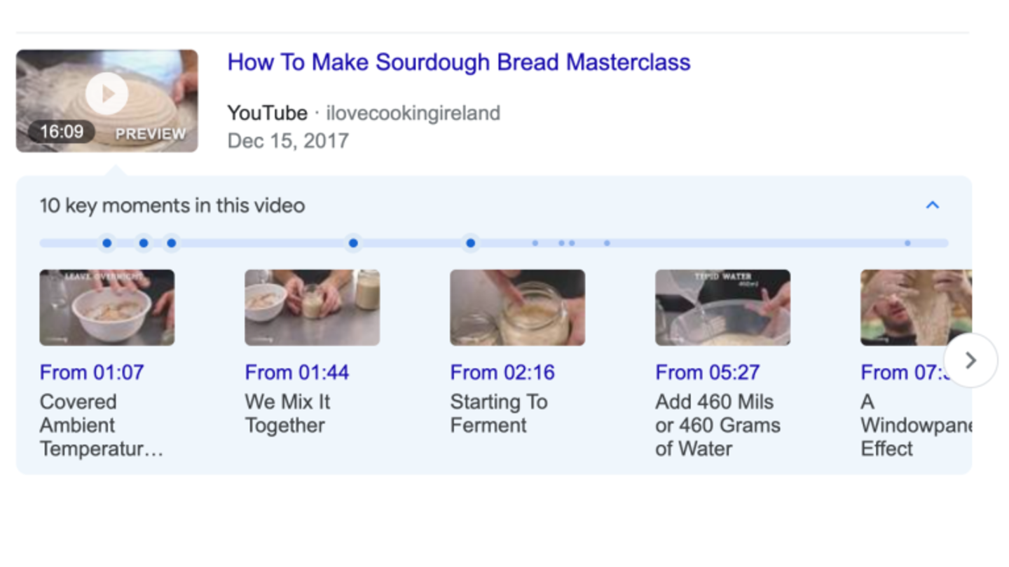 Video chapters will now be visible on search results page Video chapters will now be visible on search results page