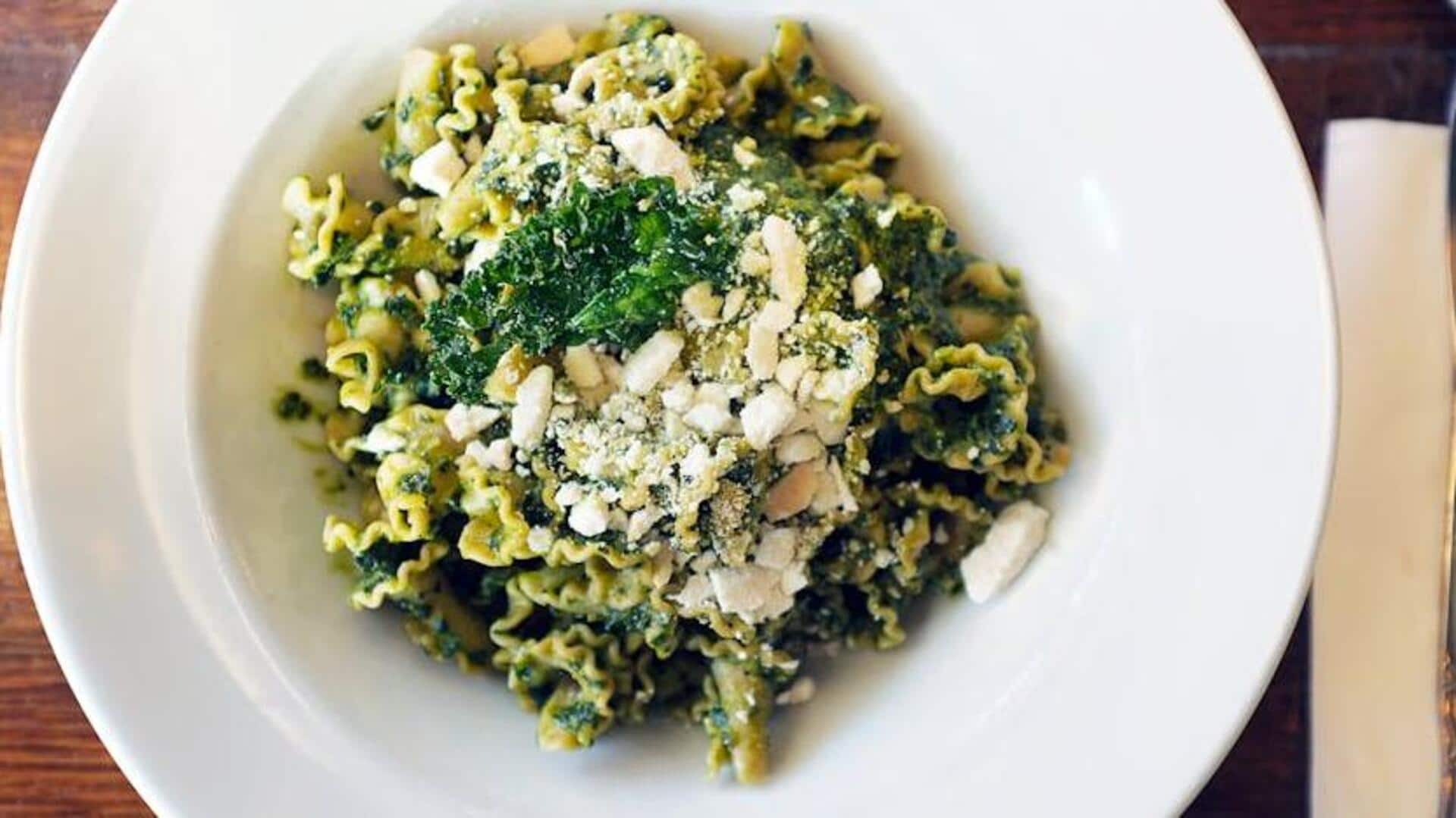 Cook Tuscan kale pesto pasta recipe for a flavorsome day