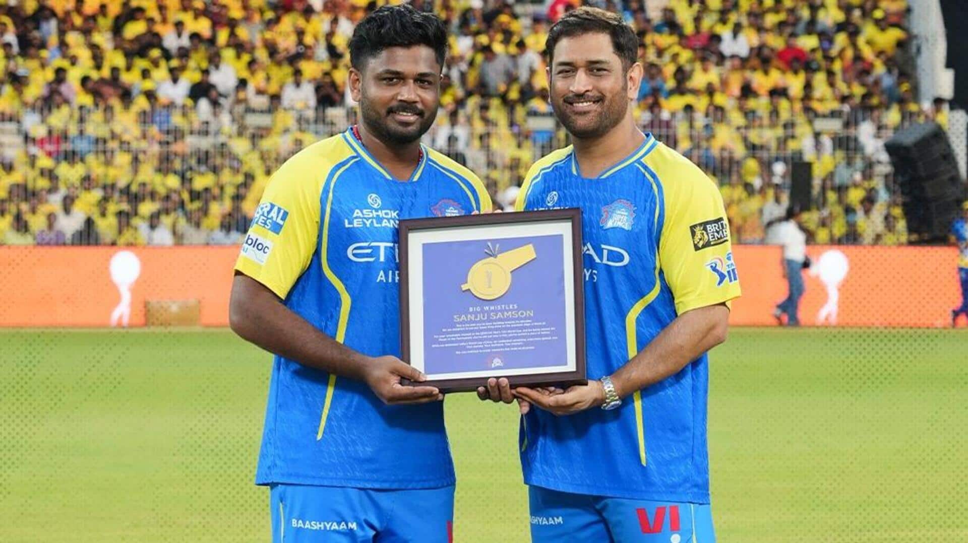 CSK honor 'World Champions' Samson, Dube, Mhatre with special memento