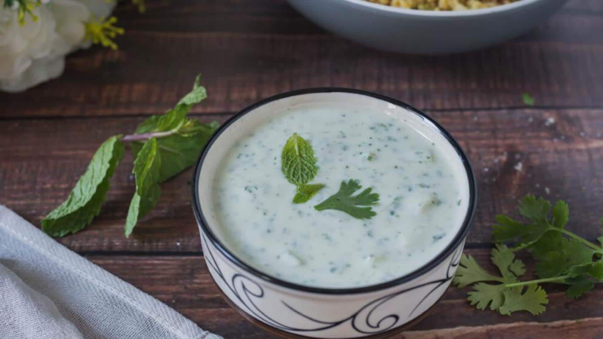 Munching on cucumber mint raita instead of papri chaat