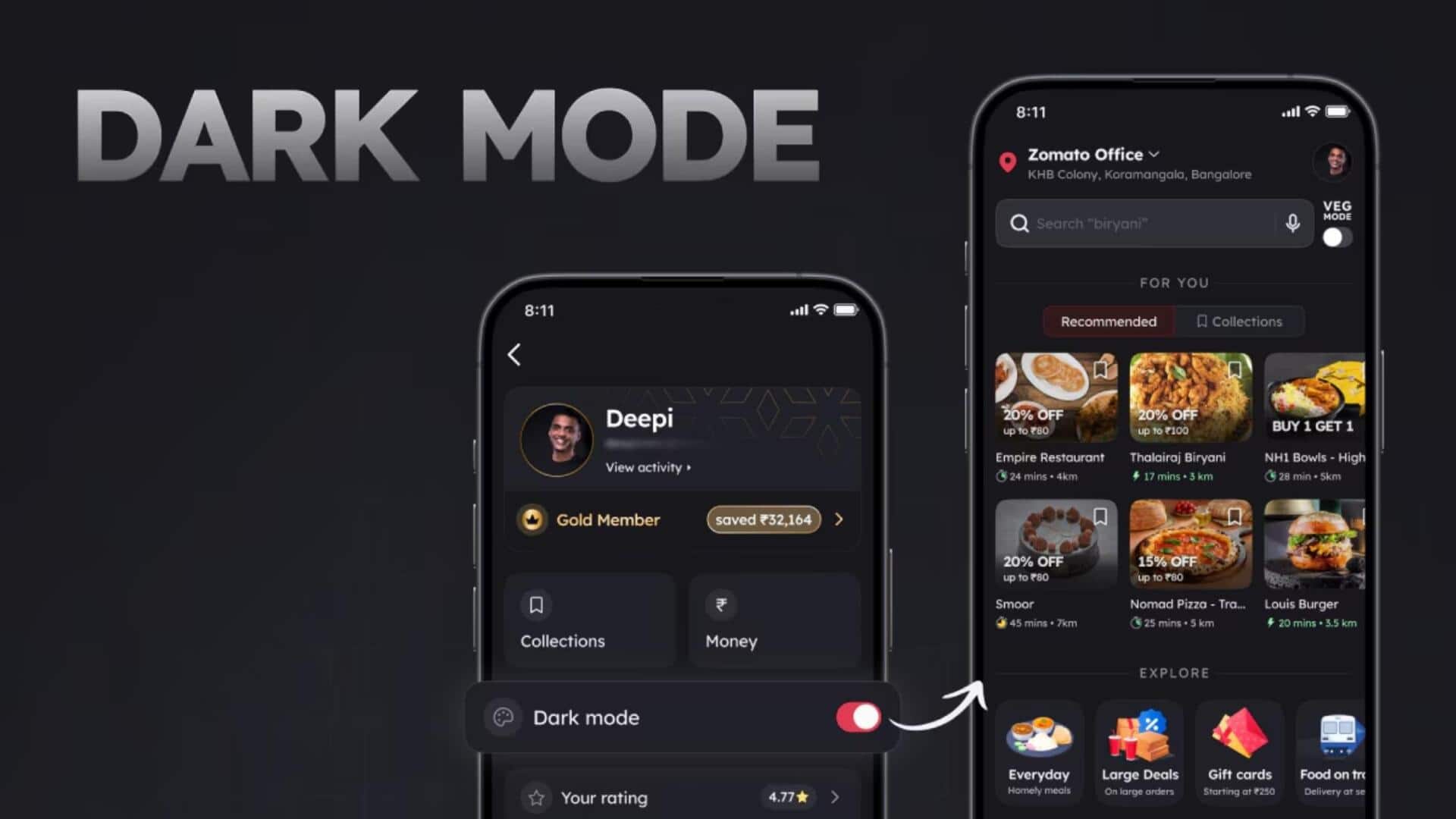 How to enable dark mode on your Zomato app