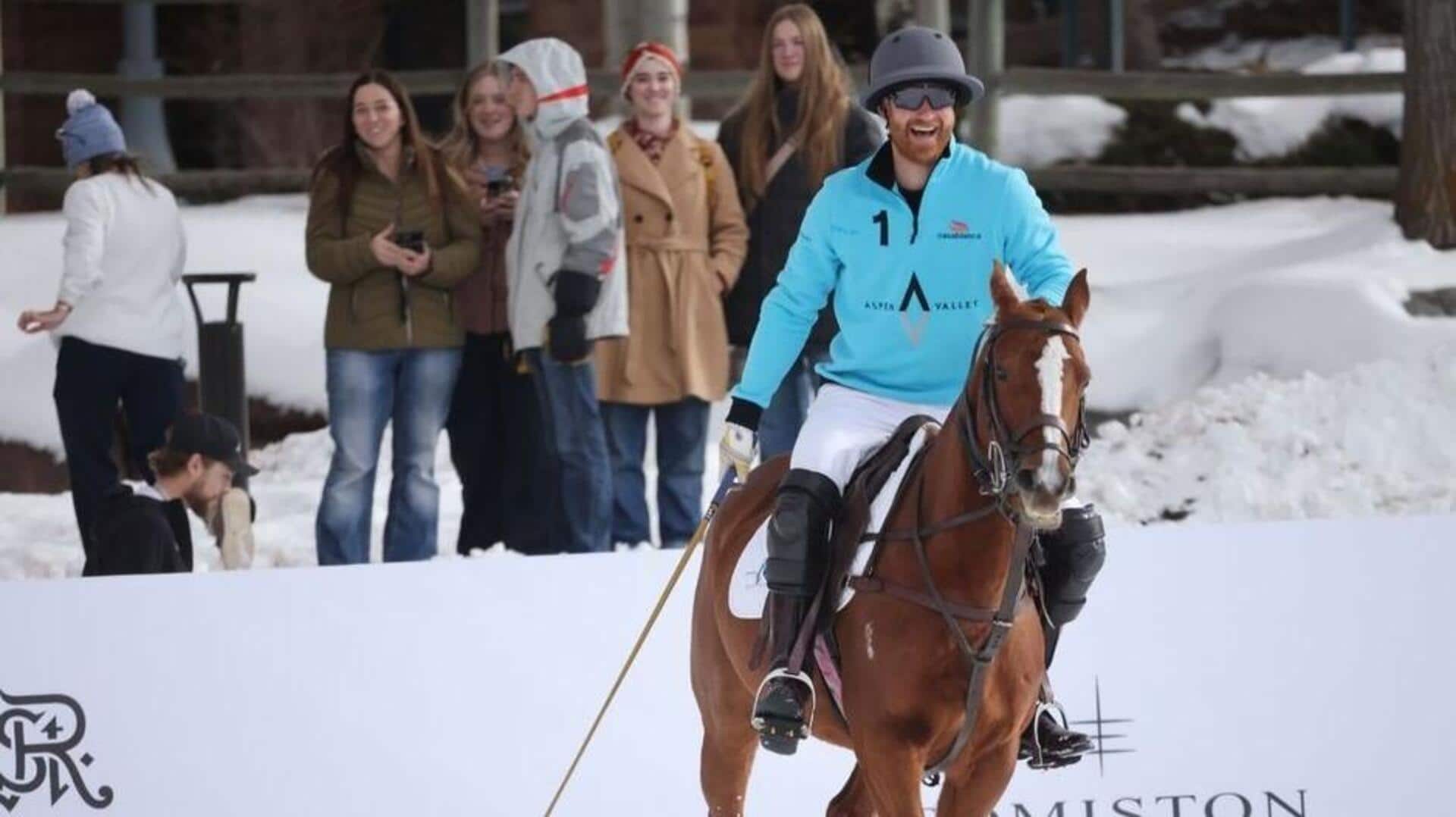 Prince Harry injures hand during snow polo championship