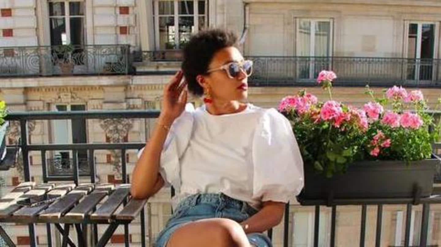 Puff sleeves top and denim shorts is an effortless look Puff sleeves top and denim shorts is an effortless look