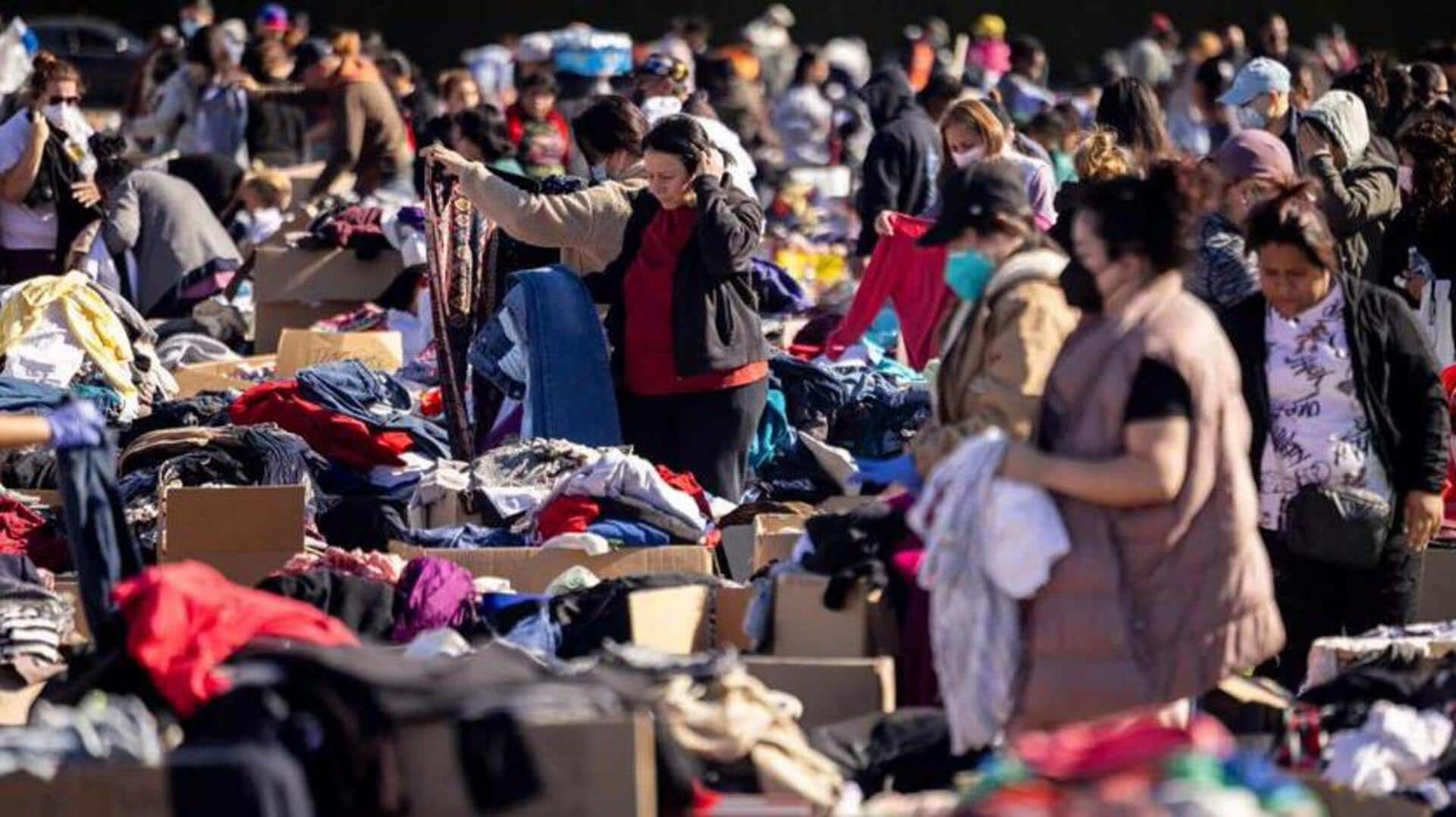 What happens to 22,680kg of extra LA wildfire clothing donations? 