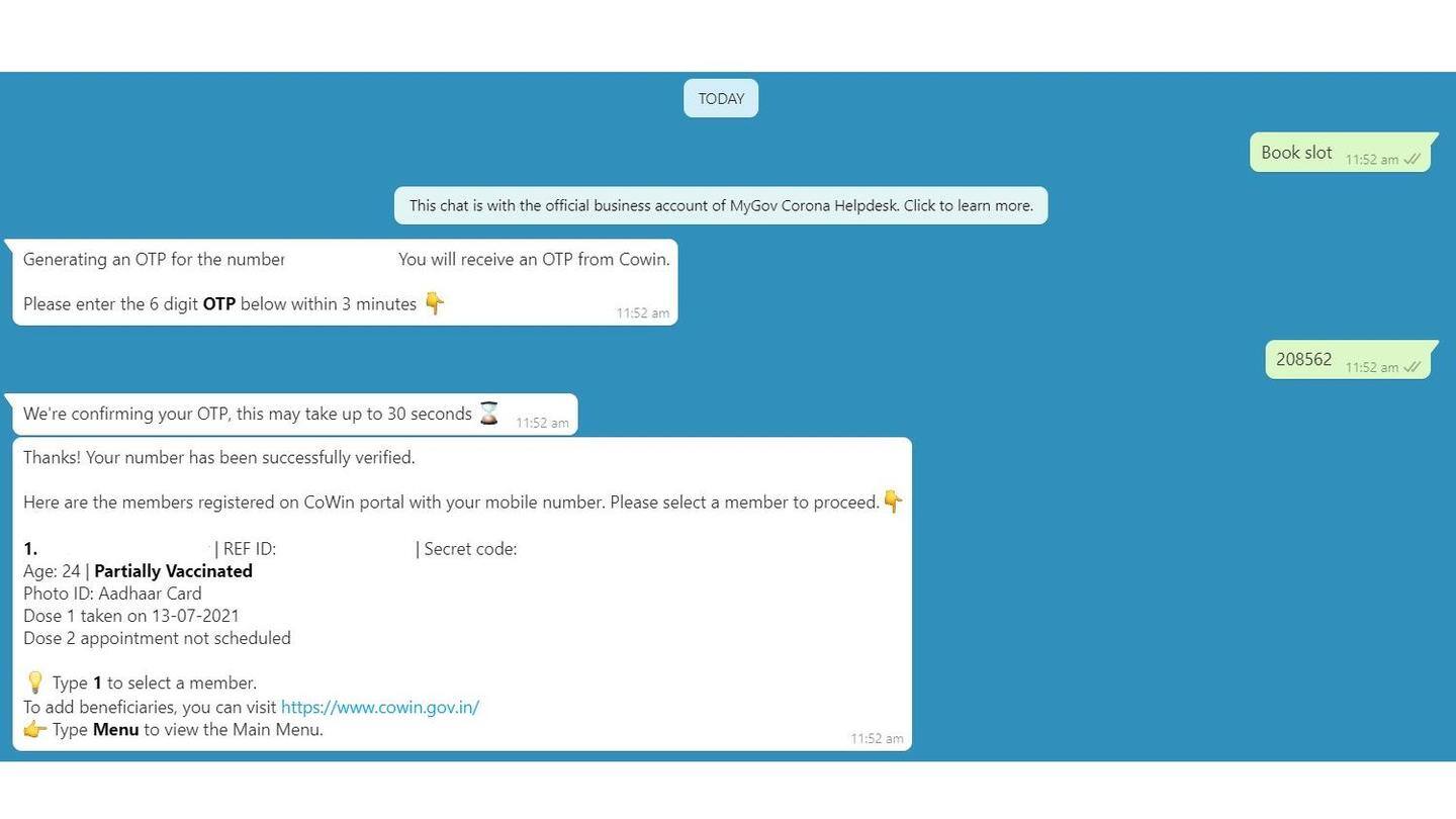 Users are authenticated using OTP generated by Co-WIN Users are authenticated using OTP generated by Co-WIN