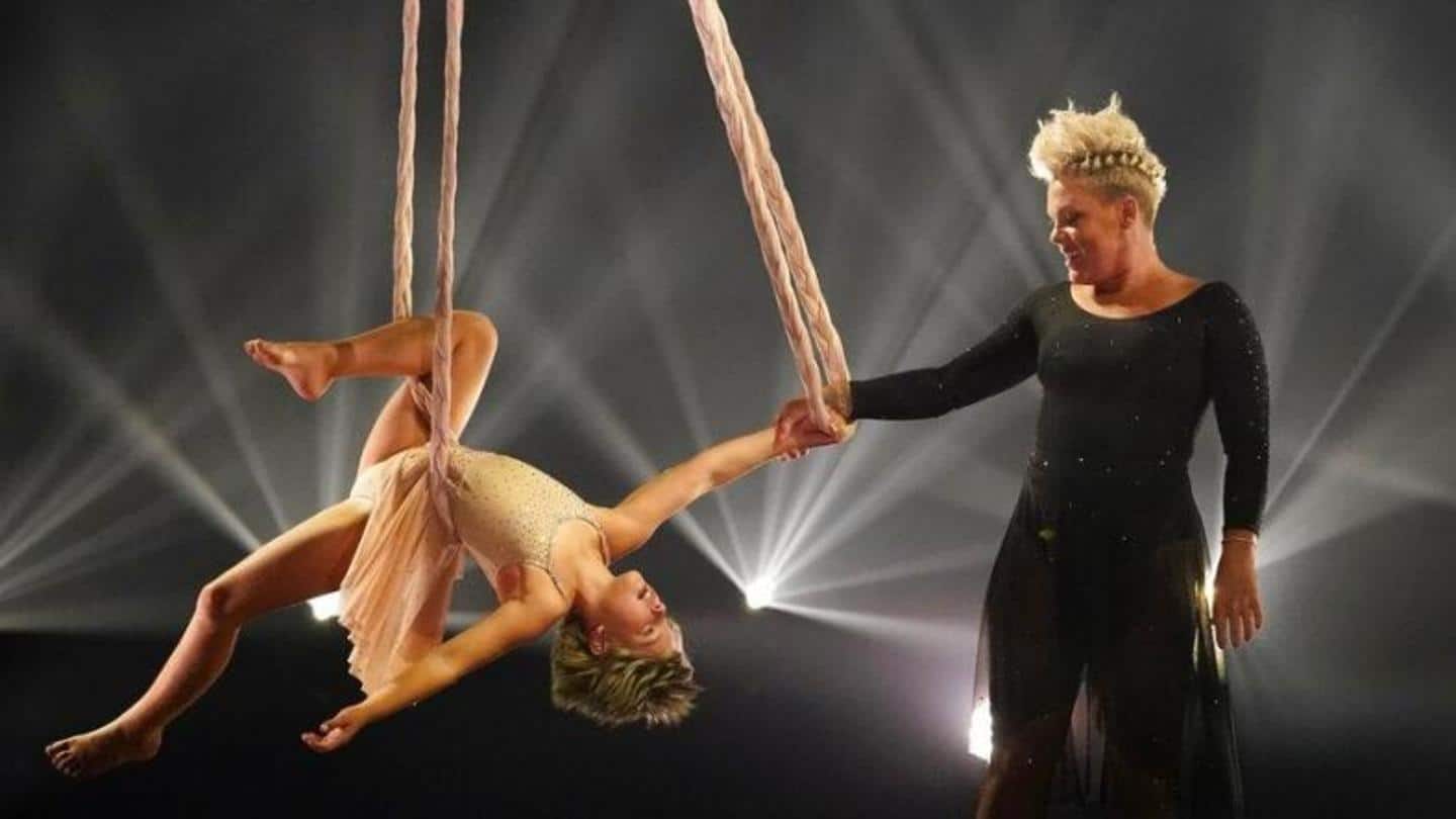 Pink's 9-year-old daughter Willow performs an aerial ballet Pink's 9-year-old daughter Willow performs an aerial ballet
