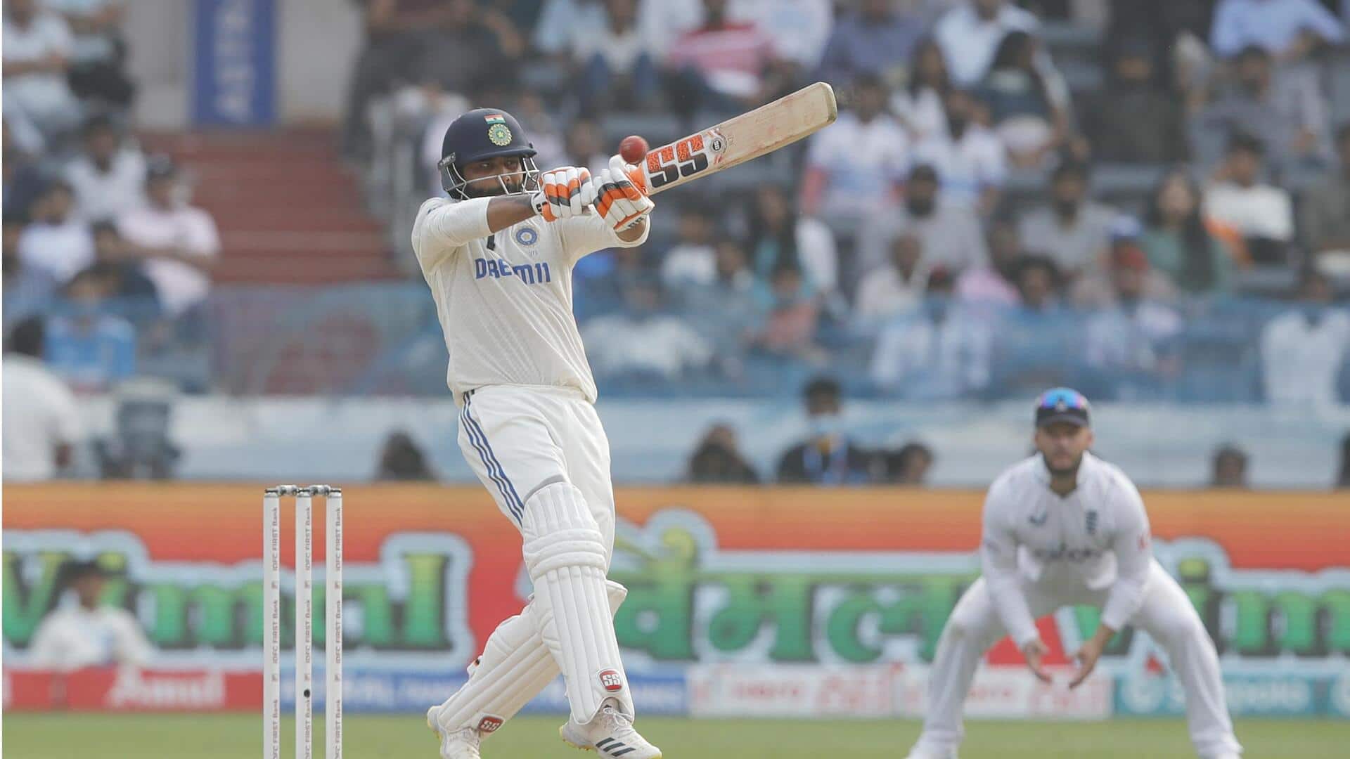 Ravindra Jadeja slams his seventh 50-plus Test score against England