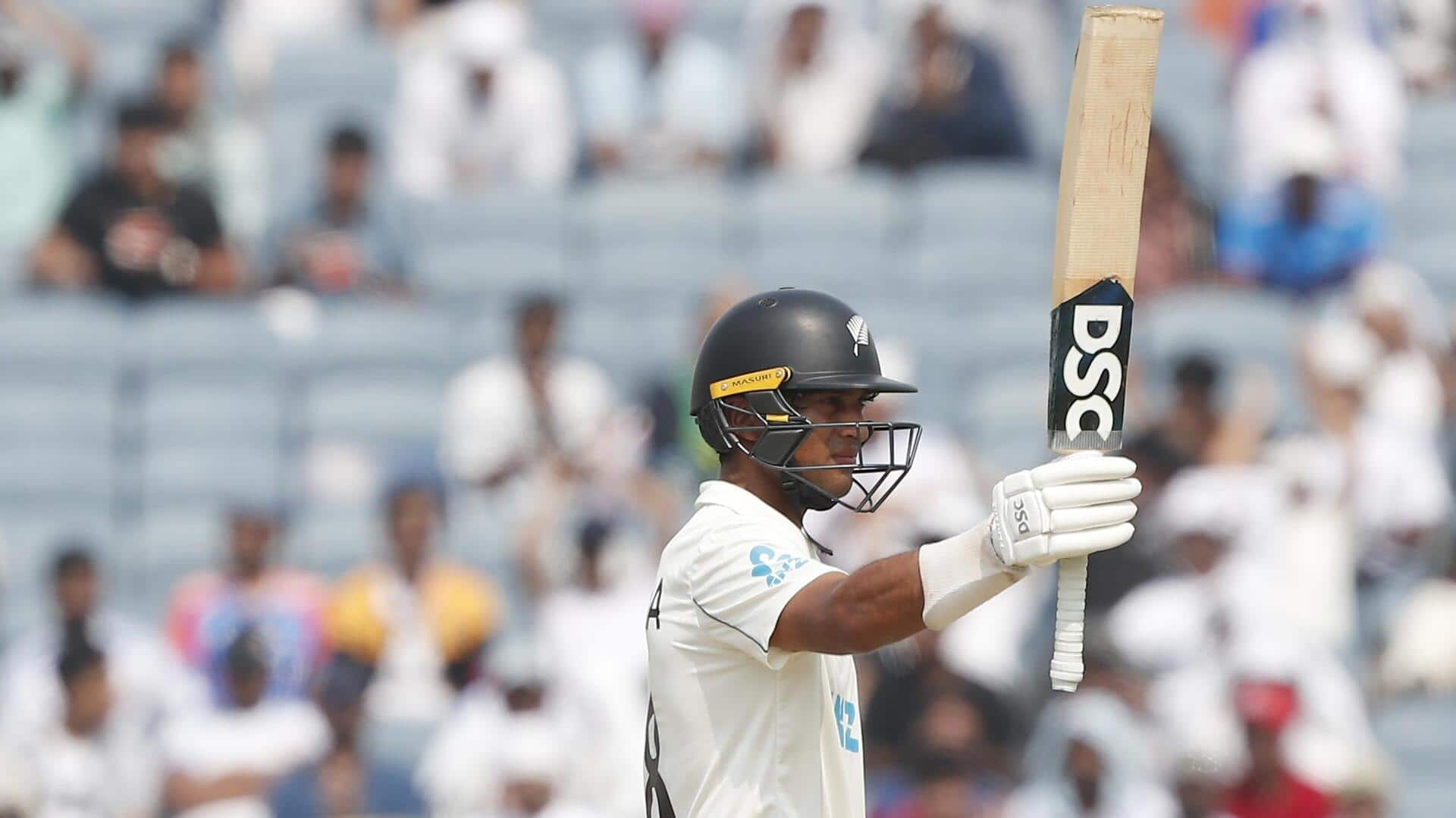 Rachin Ravindra records his second fifty-plus Test score in India