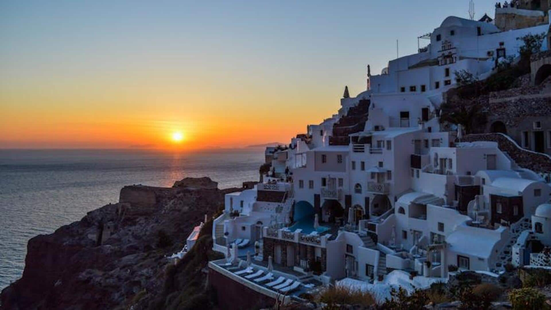 Travel to Santorini to witness its sunset splendor