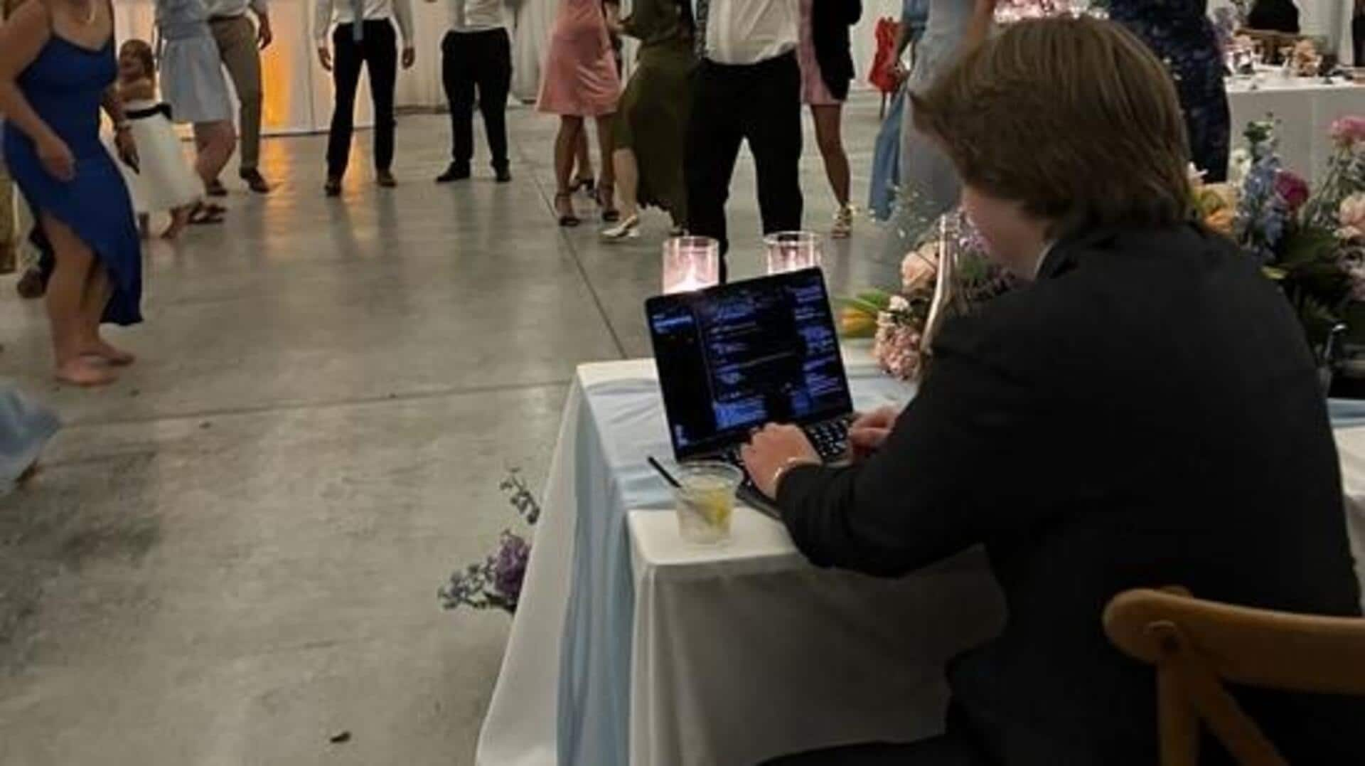 No work-life balance: Techie works on laptop during own wedding