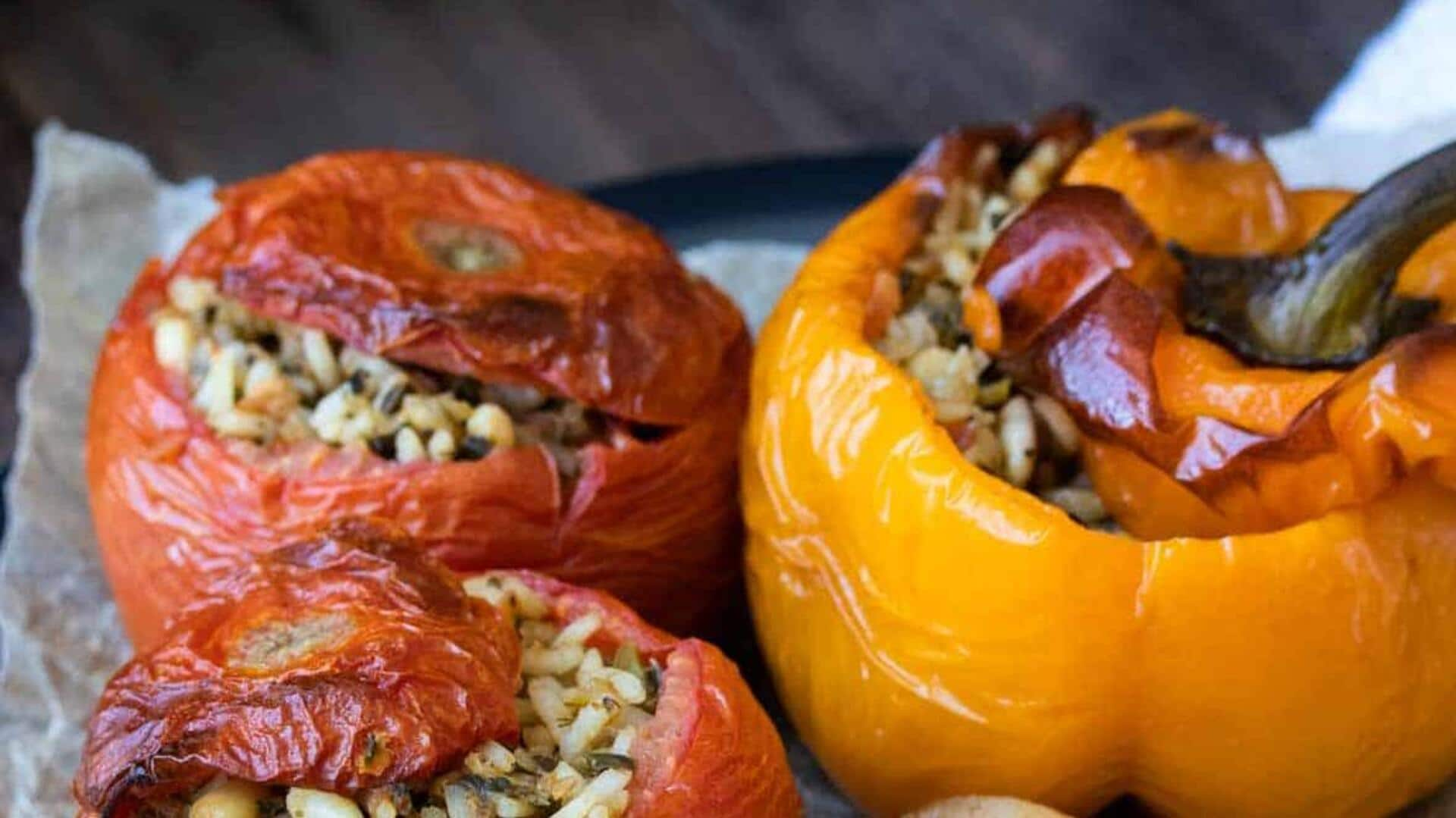 Greek stuffed tomatoes and peppers: A vegetarian delight