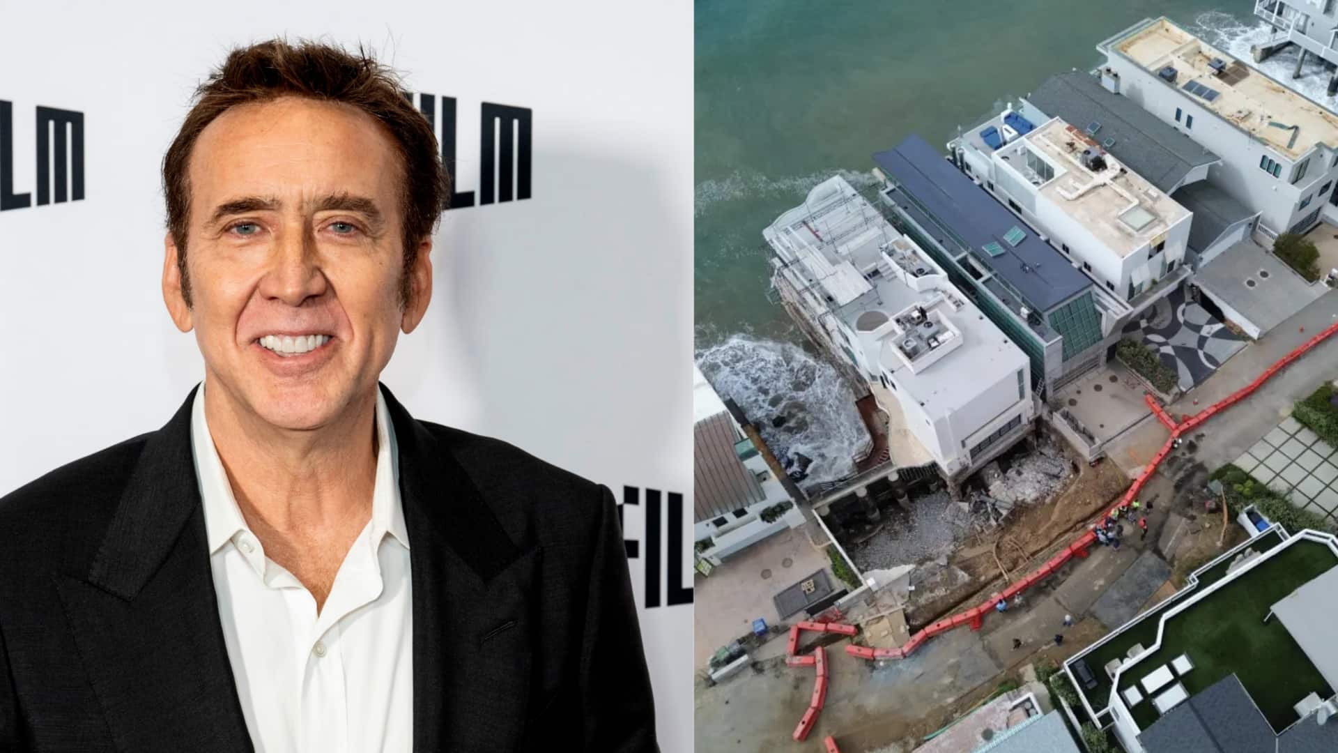 Nicolas Cage races to save Malibu home from sinkhole