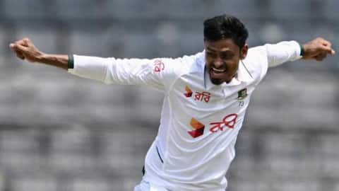 Bangladesh's Taijul Islam records his third Test fifer against Pakistan
