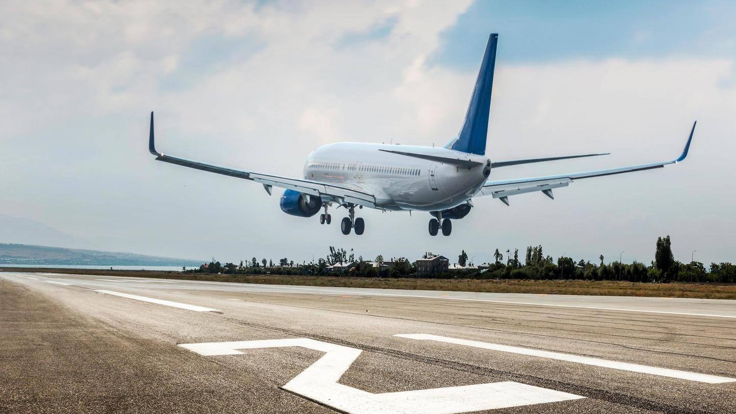 The plane skidded off the runway during landing at airport The plane skidded off the runway during landing at airport