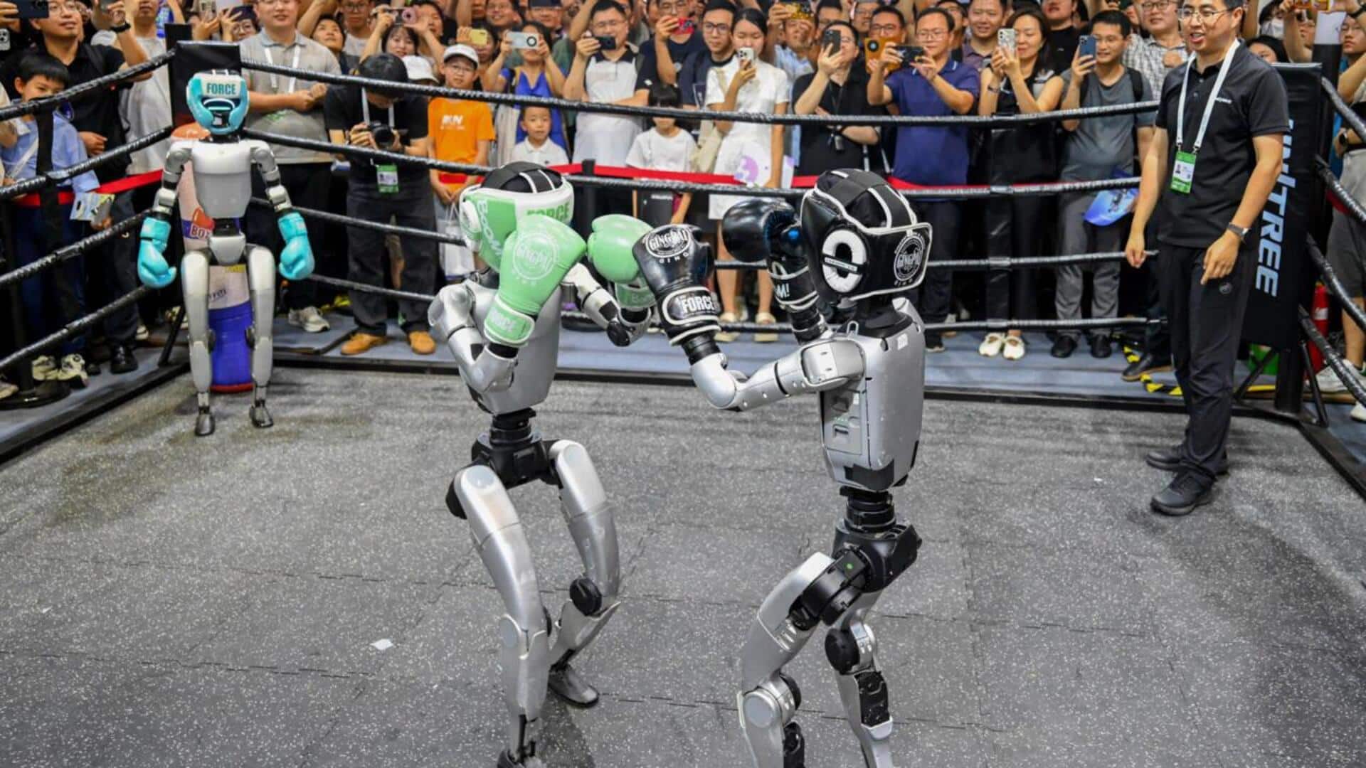 Boxing and backflipping robots dominate at China's top AI event