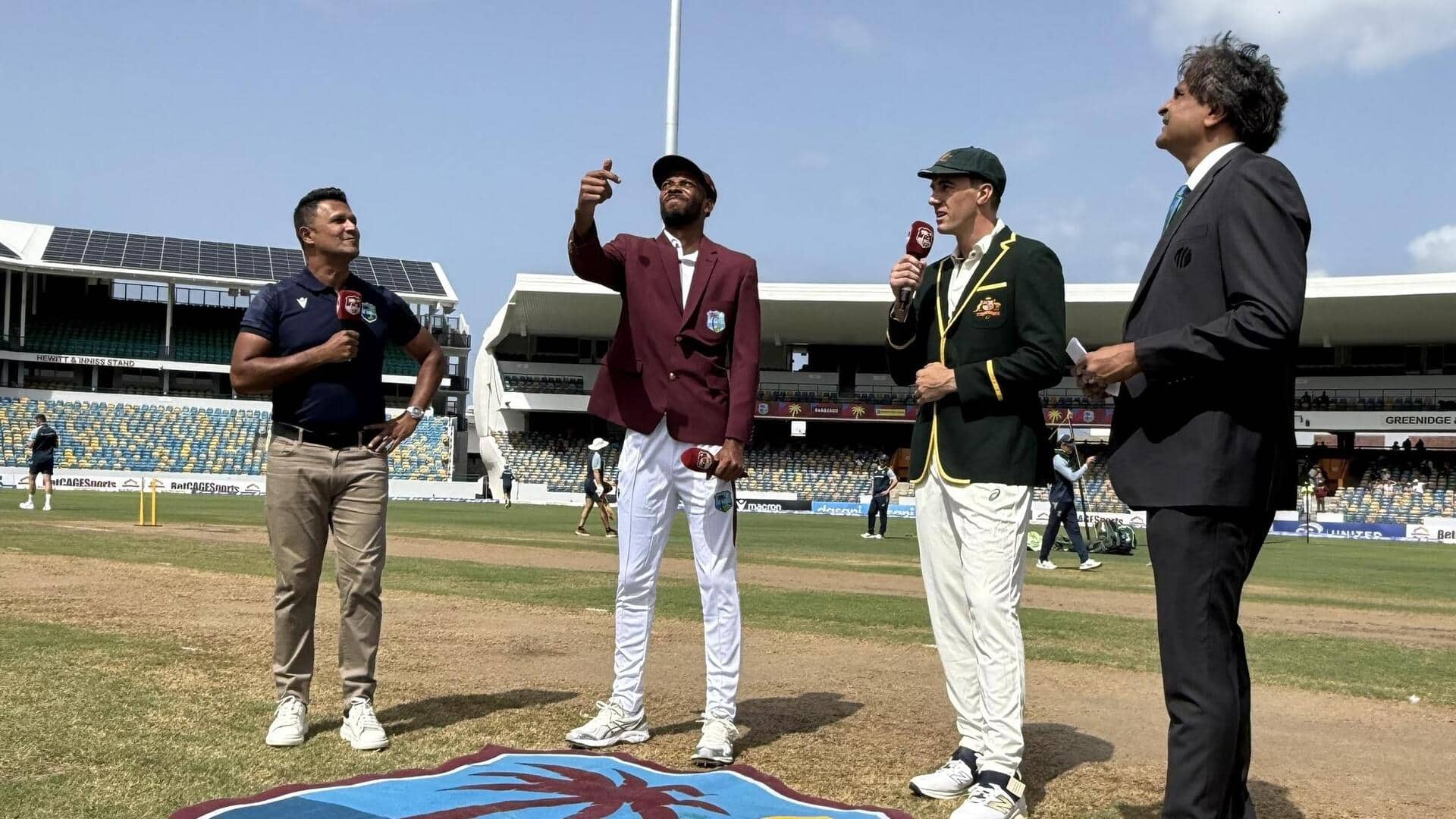 1st Test, Day 1: WI manage 57/4 after Australia's 180 1st Test, Day 1: WI manage 57/4 after Australia's 180