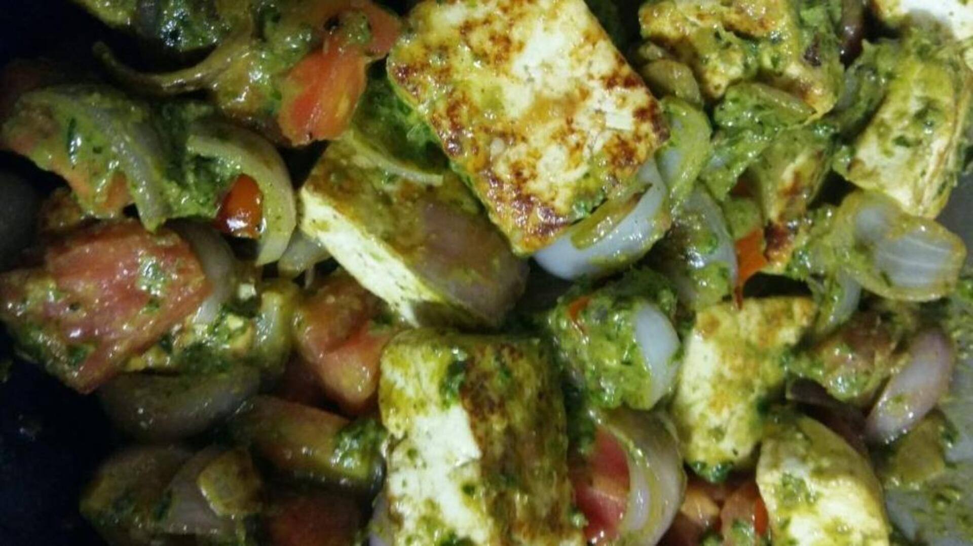Your guests will love this fusion Indo-Italian pesto paneer dish