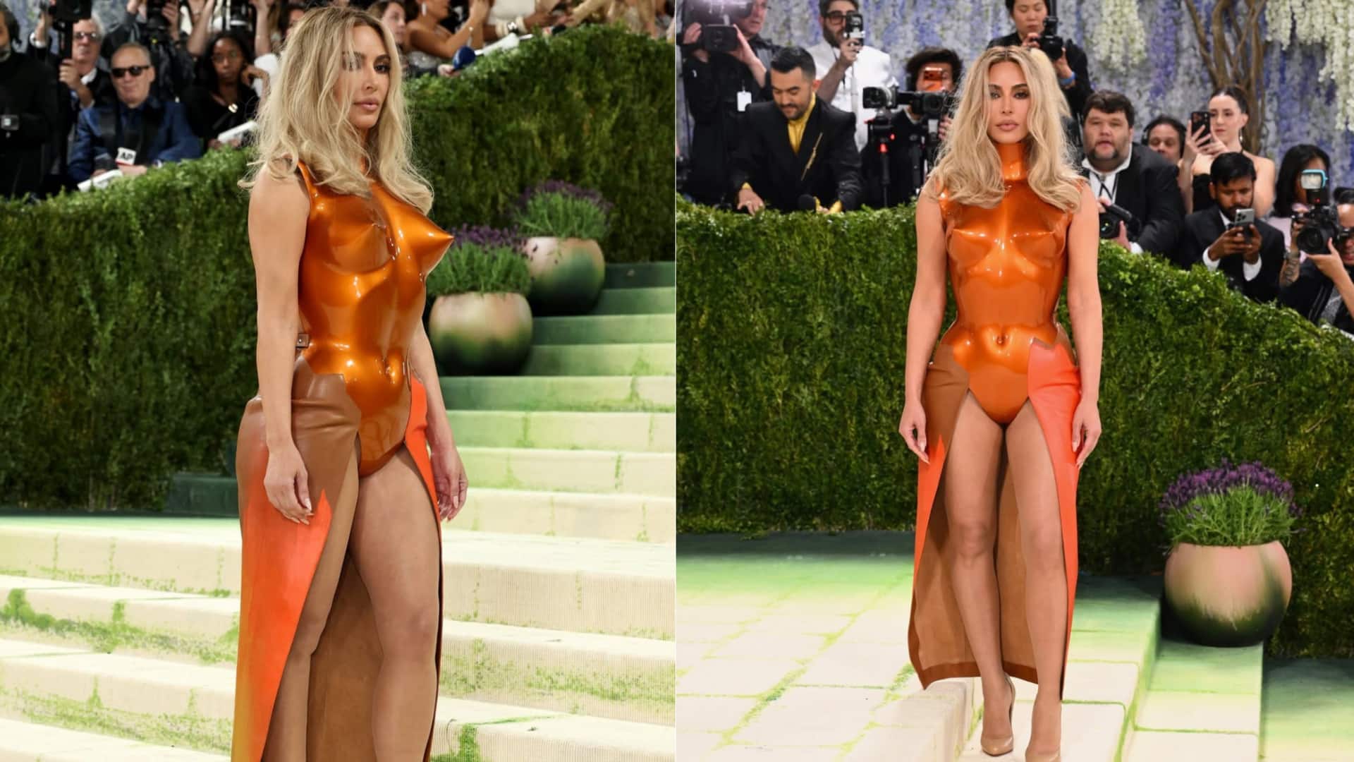 Kardashian's Met Gala look was finished in an auto shop