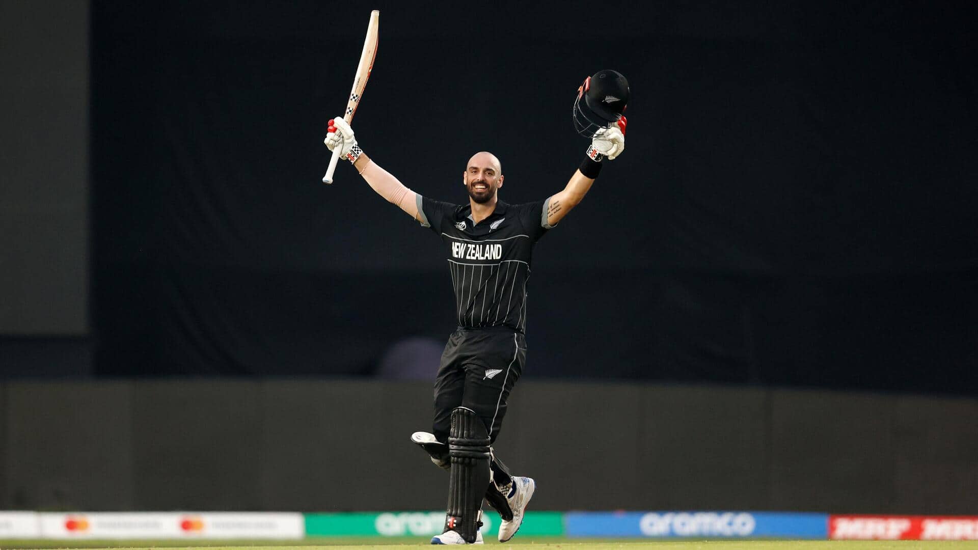 New Zealand's Daryl Mitchell slams his maiden World Cup century