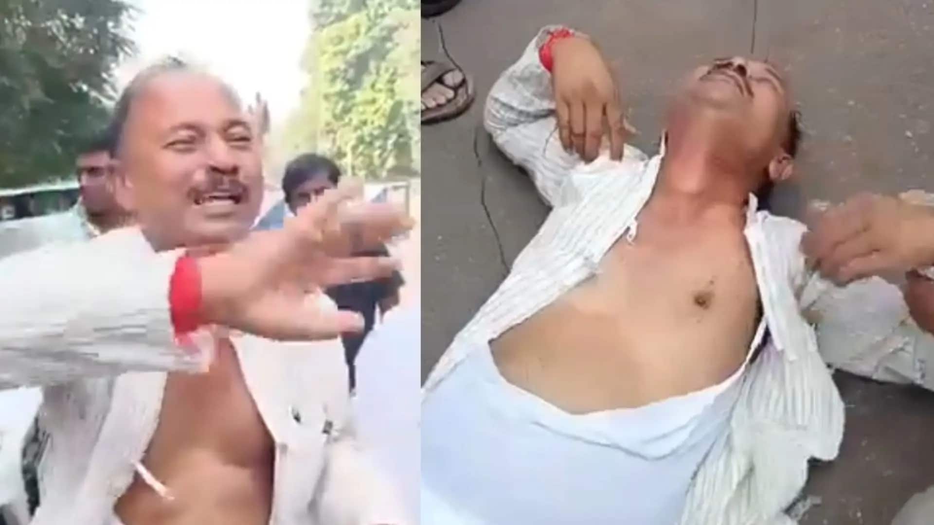 RJD leader protests ticket denial, tears kurta outside Lalu's home RJD leader protests ticket denial, tears kurta outside Lalu's home