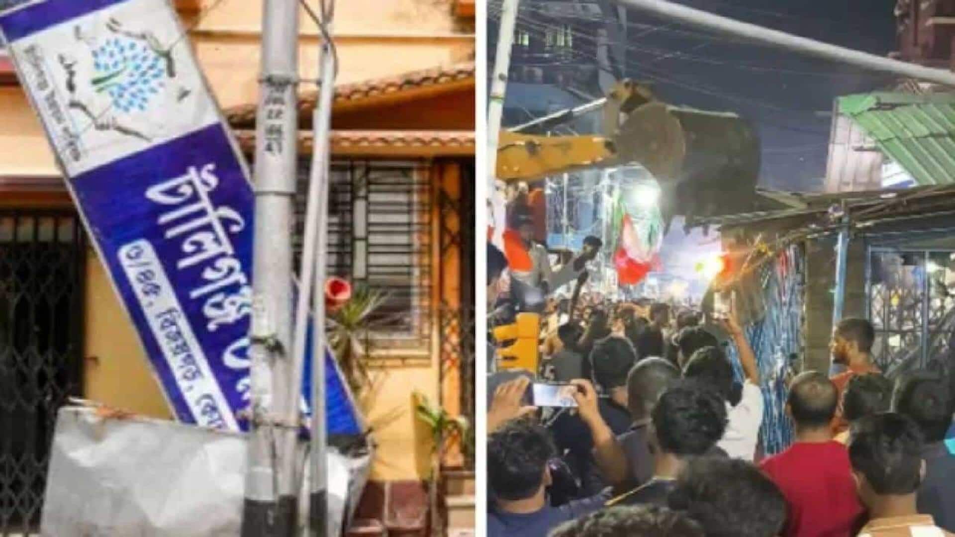 Video: TMC office in Kolkata bulldozed after BJP wins Bengal 