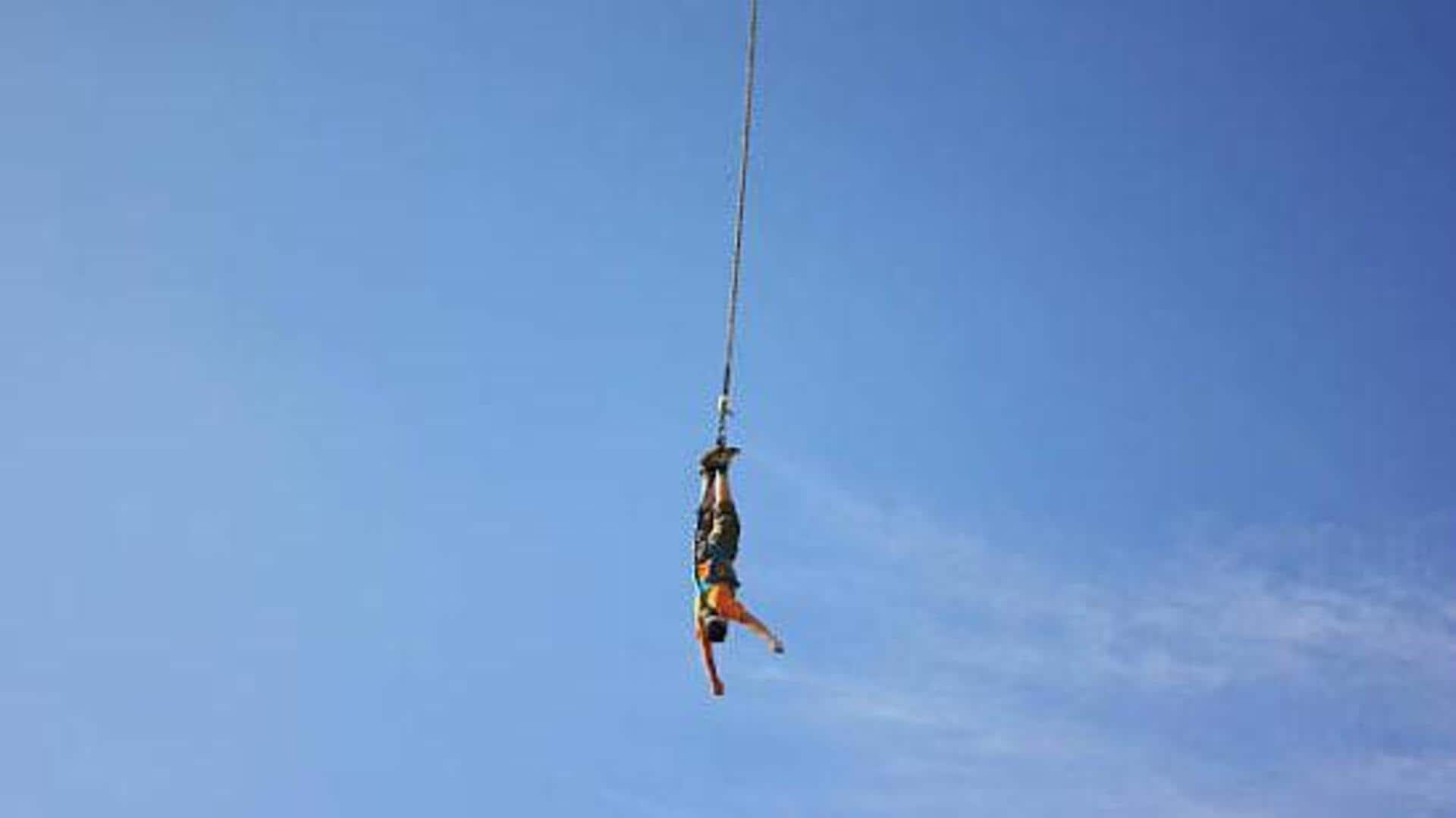 Bungee jumping from a helicopter: A must-try!
