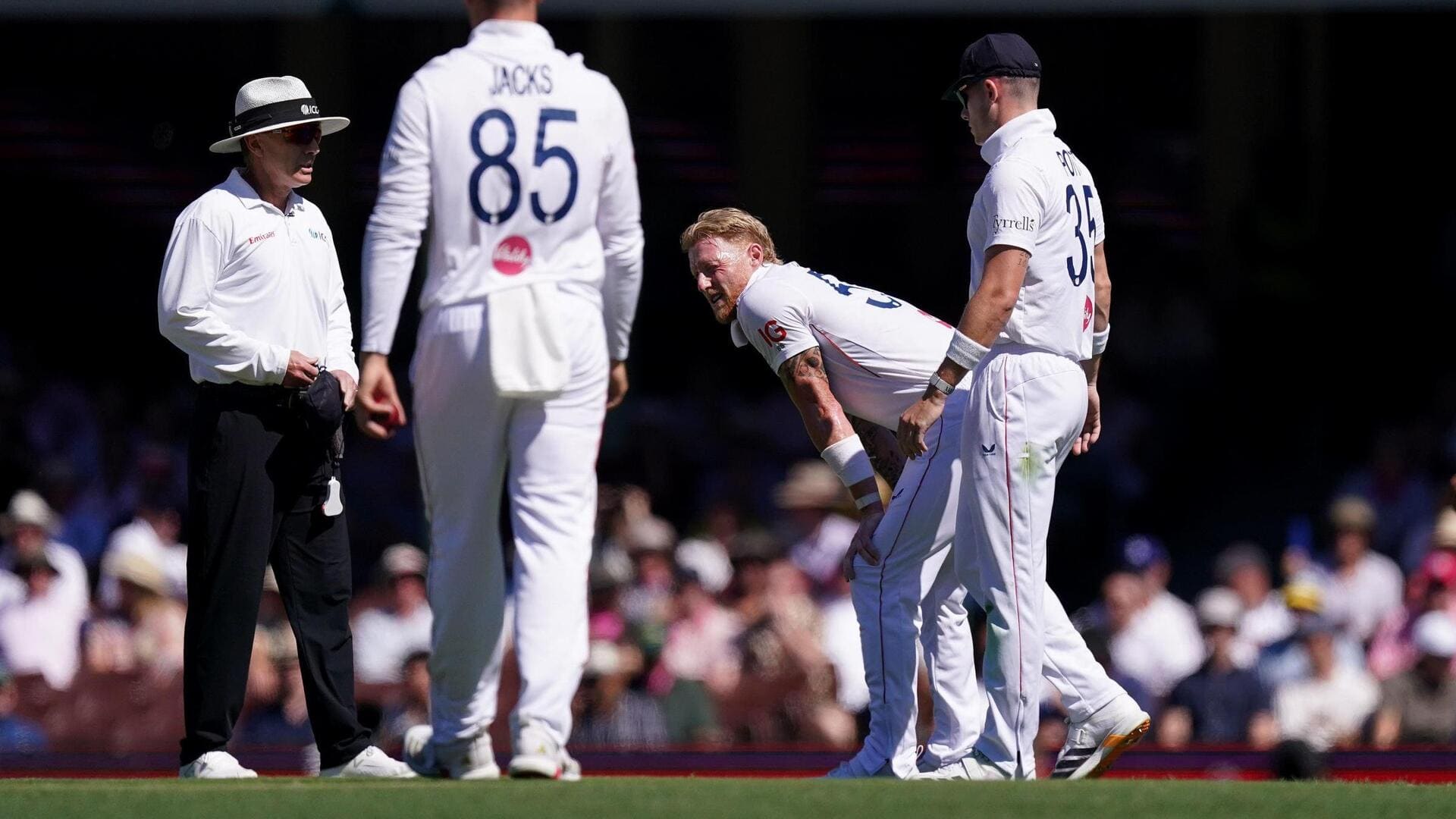 Ashes: Ben Stokes limps off field, assessed for muscle strain