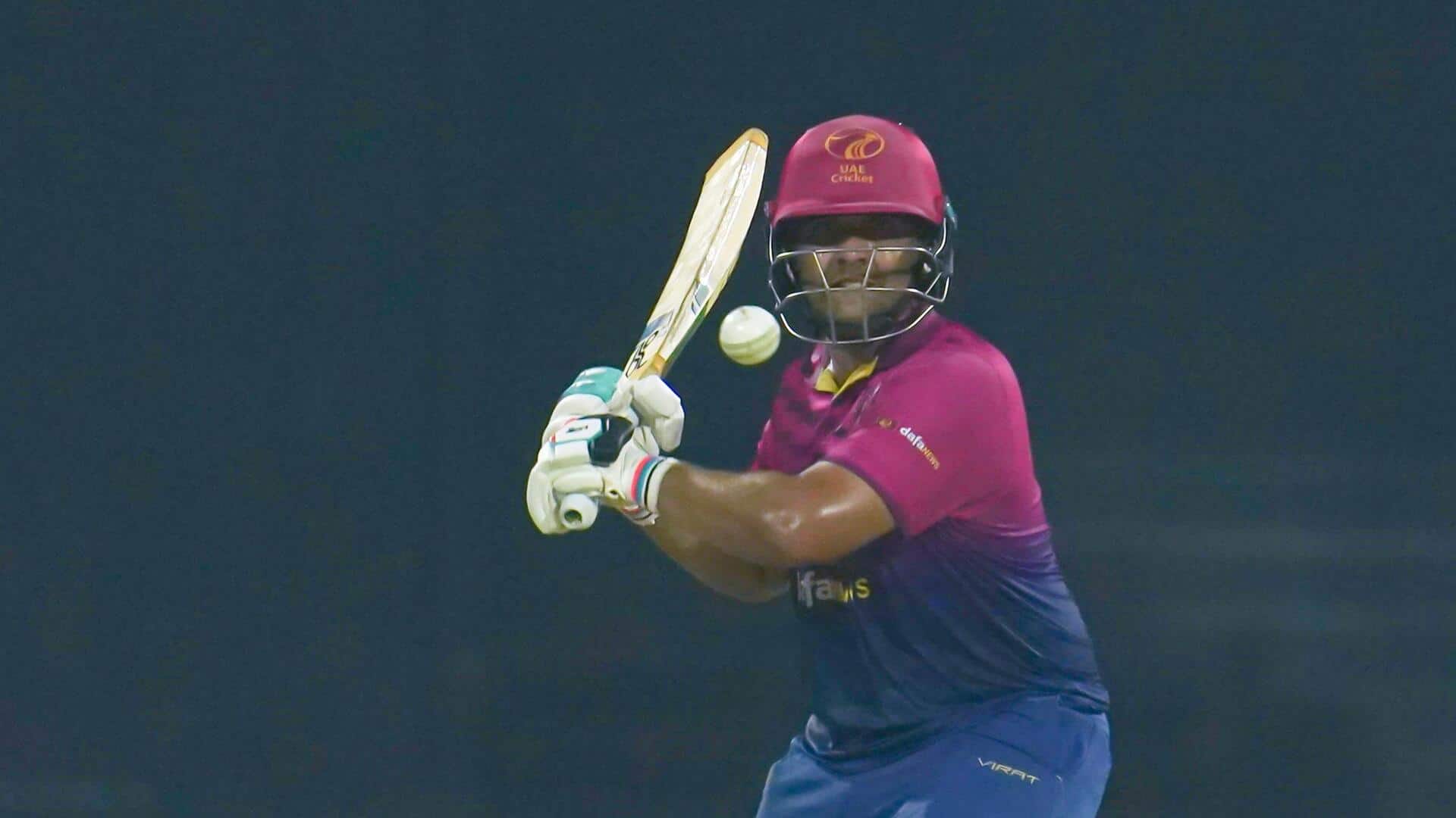 T20I tri-series, UAE's Alishan Sharafu hits 68 versus Pakistan: Stats T20I tri-series, UAE's Alishan Sharafu hits 68 versus Pakistan: Stats