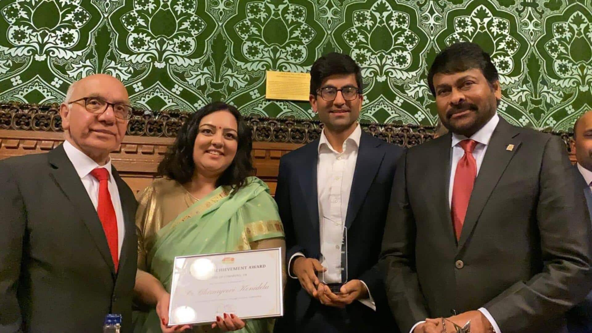 Chiranjeevi honored with Lifetime Achievement Award by UK Parliament 