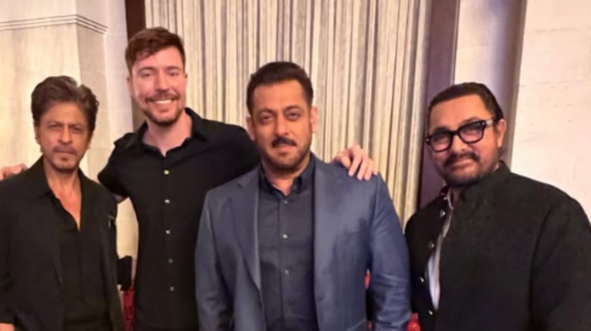 MrBeast poses with SRK, Salman, Aamir; sparks collaboration rumors MrBeast poses with SRK, Salman, Aamir; sparks collaboration rumors