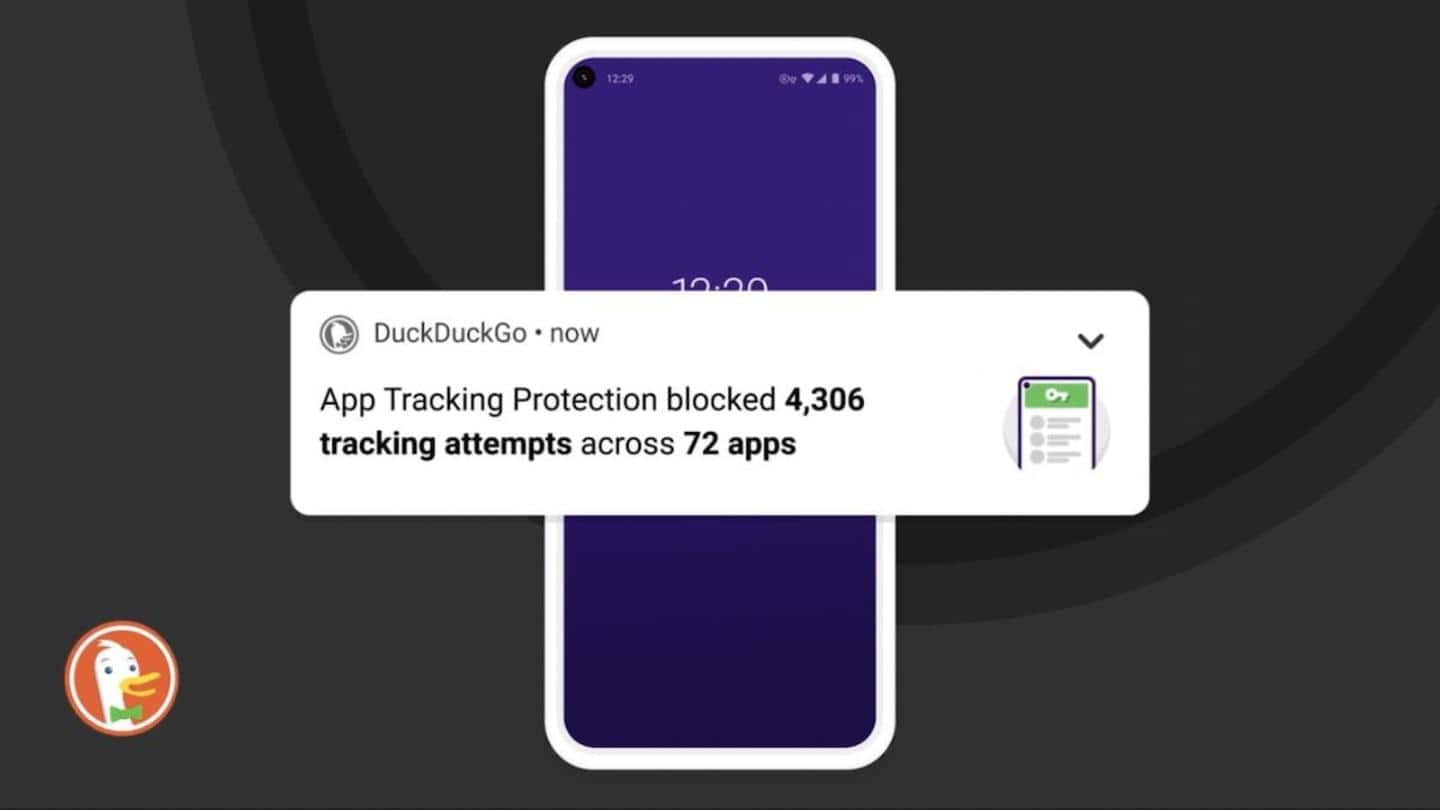 Real-time details of blocked trackers are available on DuckDuckGo app Real-time details of blocked trackers are available on DuckDuckGo app