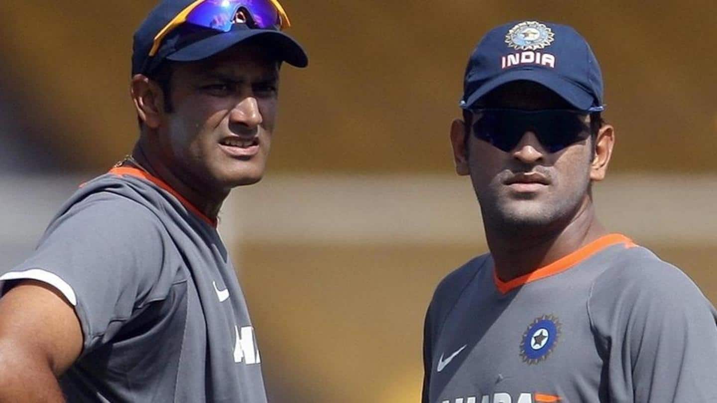 Anil Kumble passed on the baton to Dhoni in 2008 Anil Kumble passed on the baton to Dhoni in 2008
