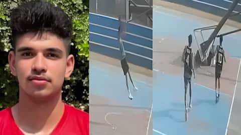 On camera: Basketball player dies as pole drops on chest 
