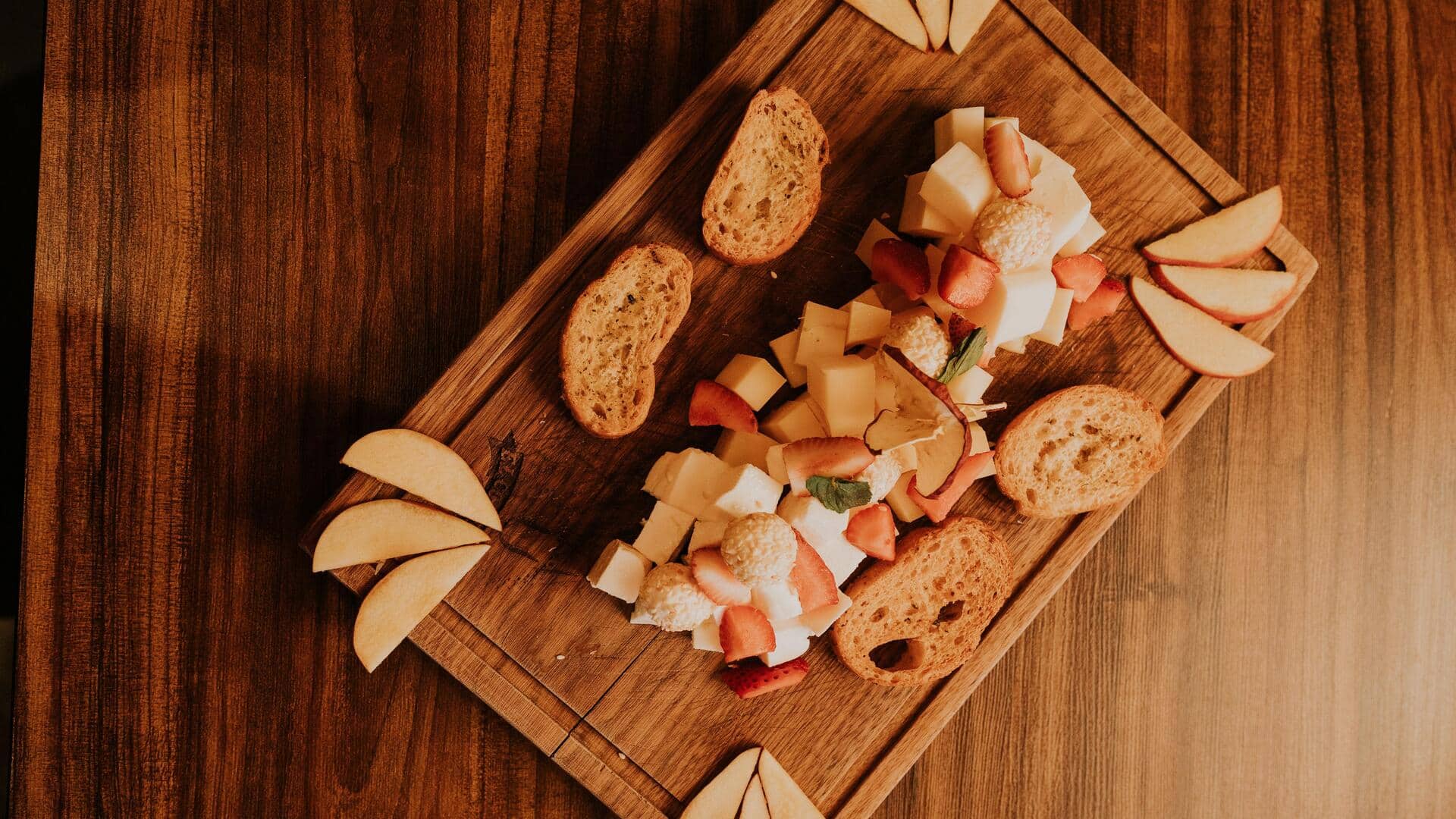 Swap crackers for apple slices on your cheese board