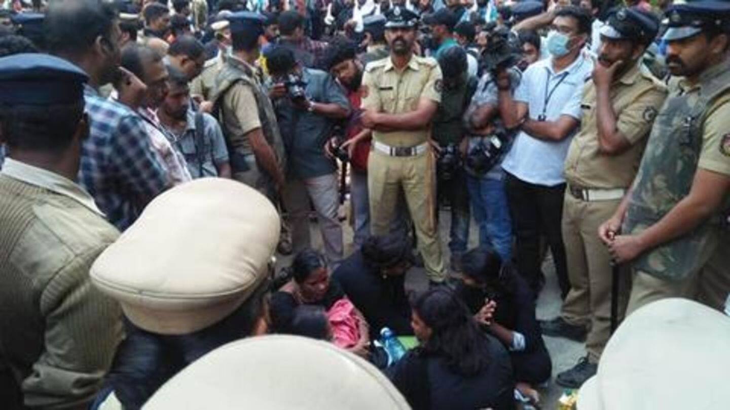 Five aggressive protesters were detained by the police Five aggressive protesters were detained by the police