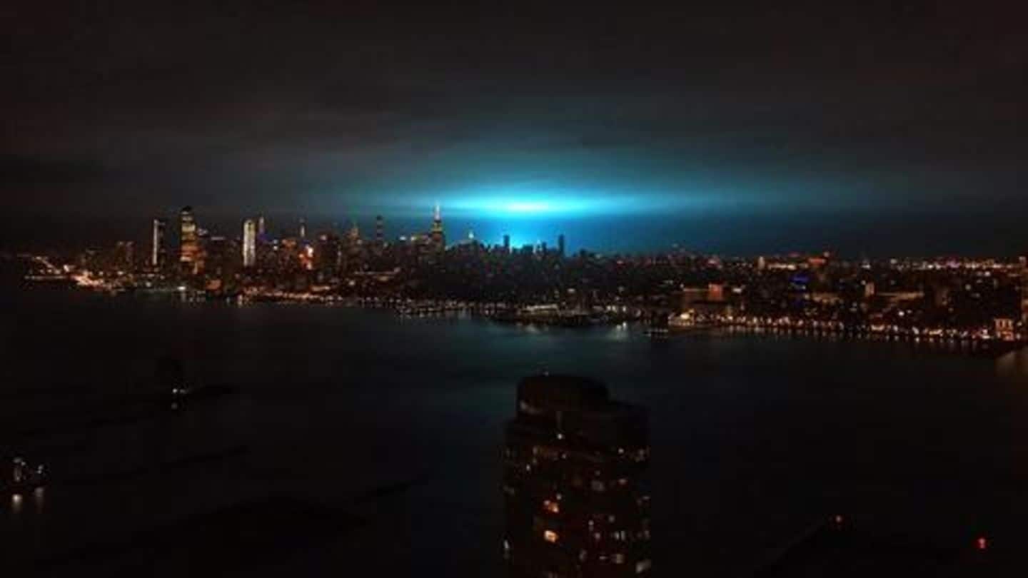 Speculation about aliens as New York night sky turns blue