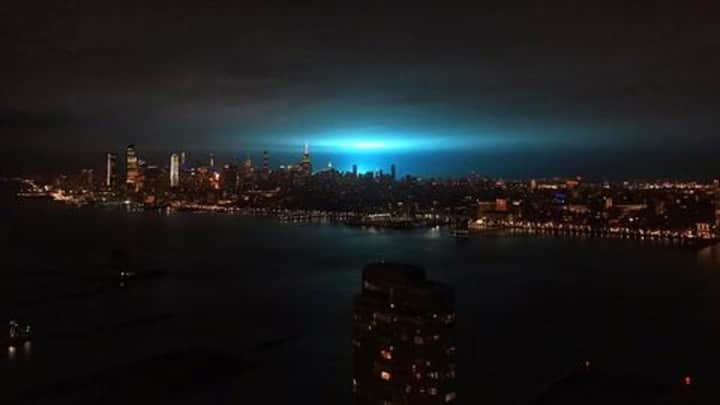 Speculation about aliens as New York night sky turns blue