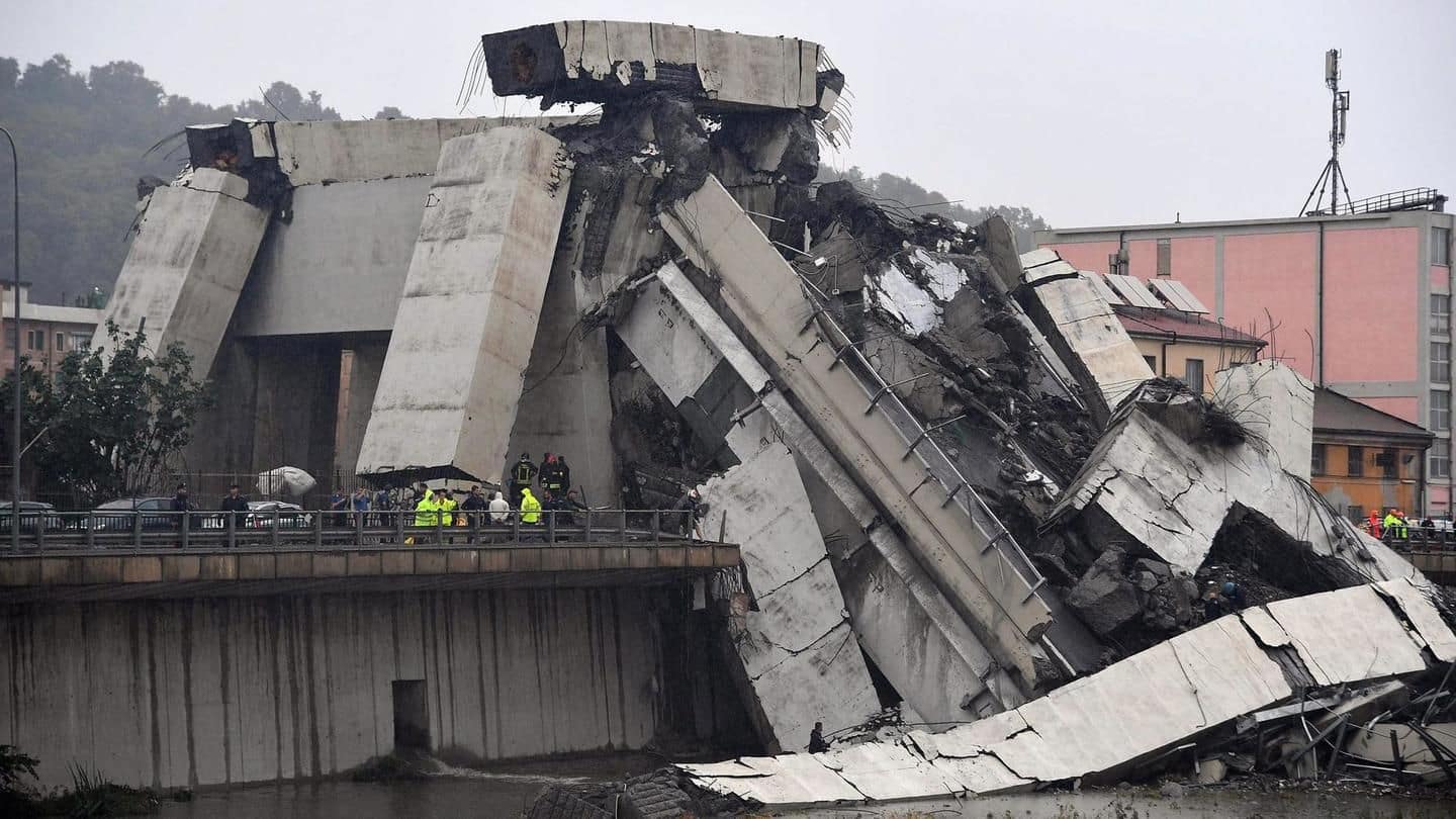 Motor bridge in Italy collapses, at least 20 dead