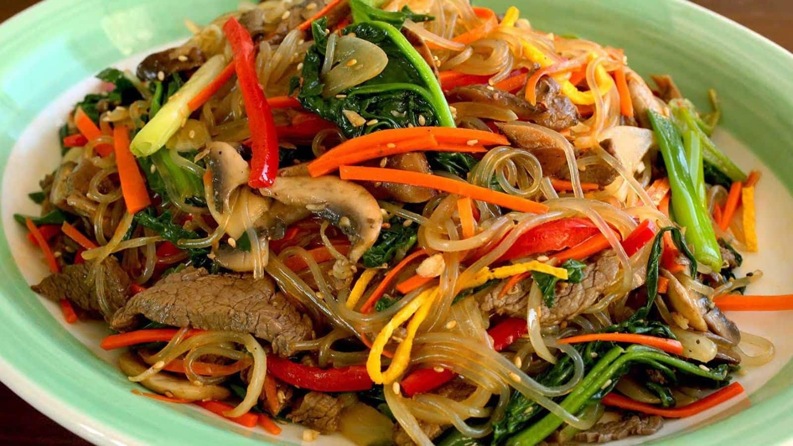 Resep Lengkap Japchae Korea (Mie Ubi Jalar) Tanpa Telur