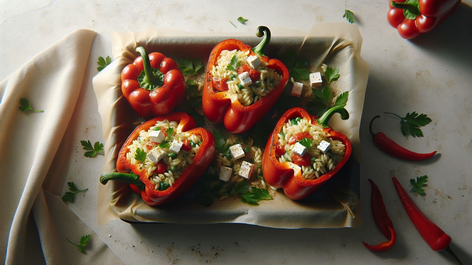 Paprika Isi Orzo ala Yunani yang Lezat